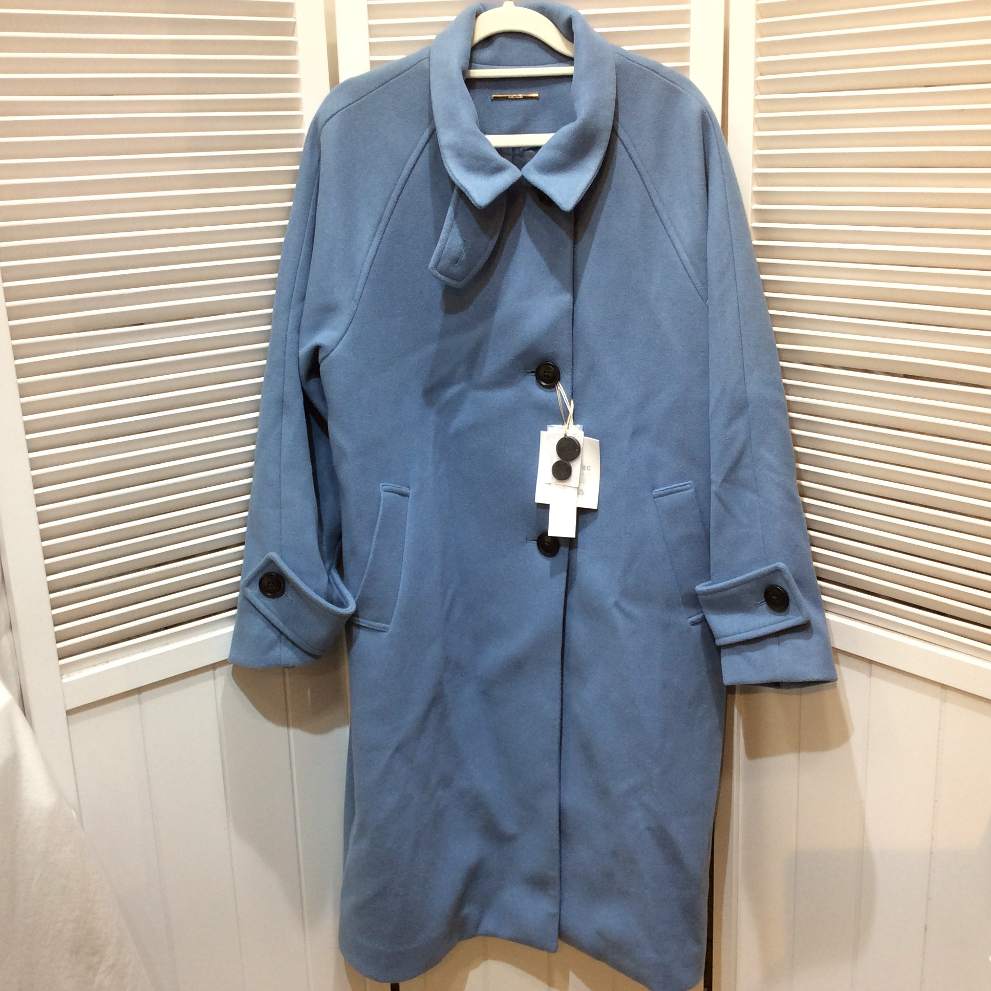 未使用☆mysty woman ミスティウーマン スタンドネックラグランコート M ライトブルー