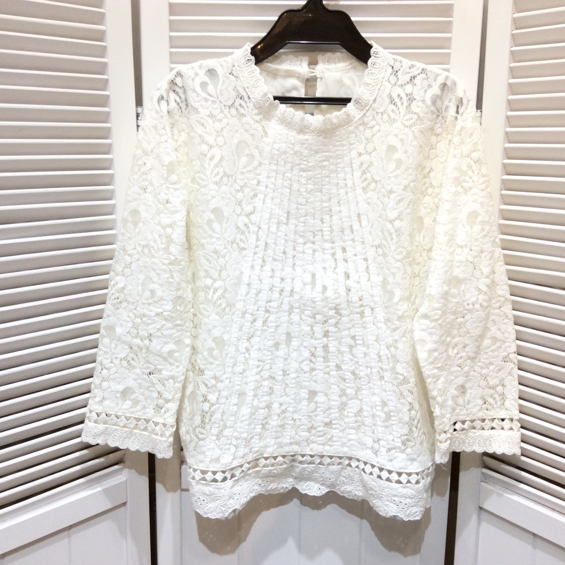 七分袖レースブラウス フリーサイズ   ホワイト