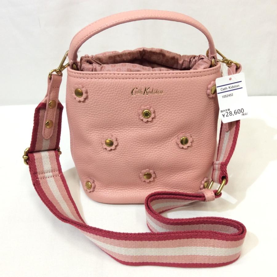 値下げ❗️未使用☆Cath Kidston キャスキッドソン 2WAYハンドバッグ 1052452 ライトピンク レザー 巾着 ショルダーバッグ 斜め掛け