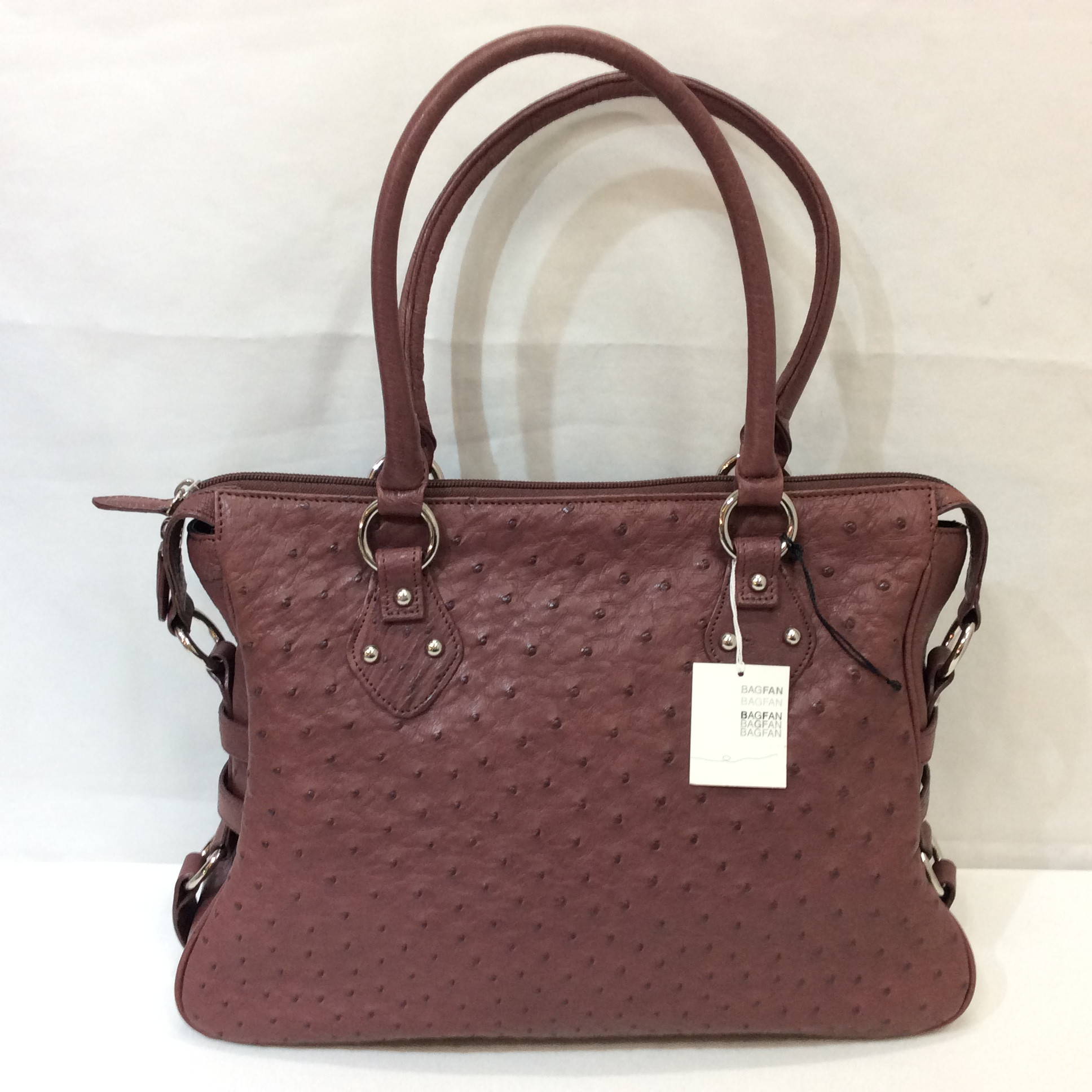 未使用☆オーストリッチ ハンドバッグ パープル系