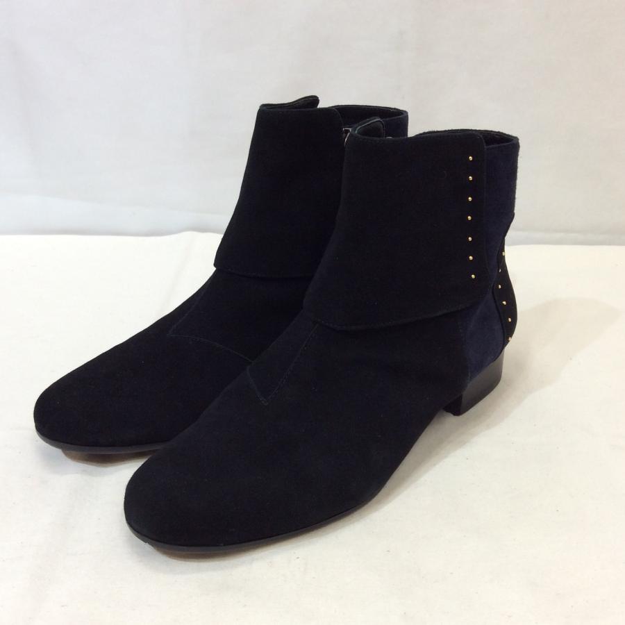 美品☆REGAL リーガル スエード ショートブーツ 23cm ブラック×ネイビー スタッズ