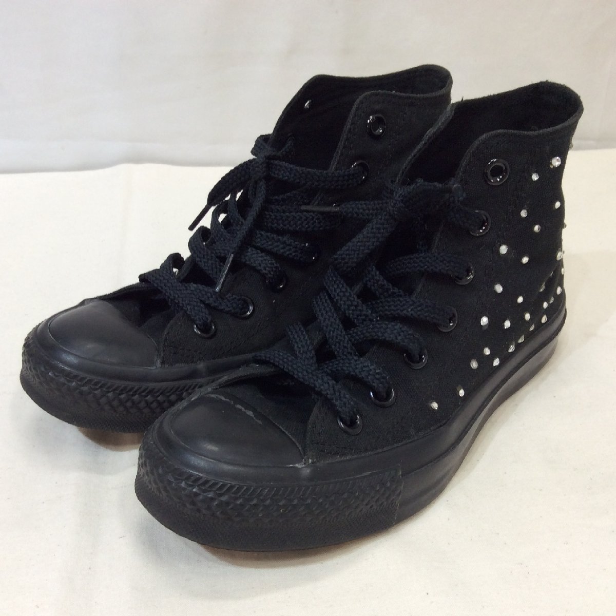 コンバース ハイカットスニーカー 23cm ブラック×ラインストーン