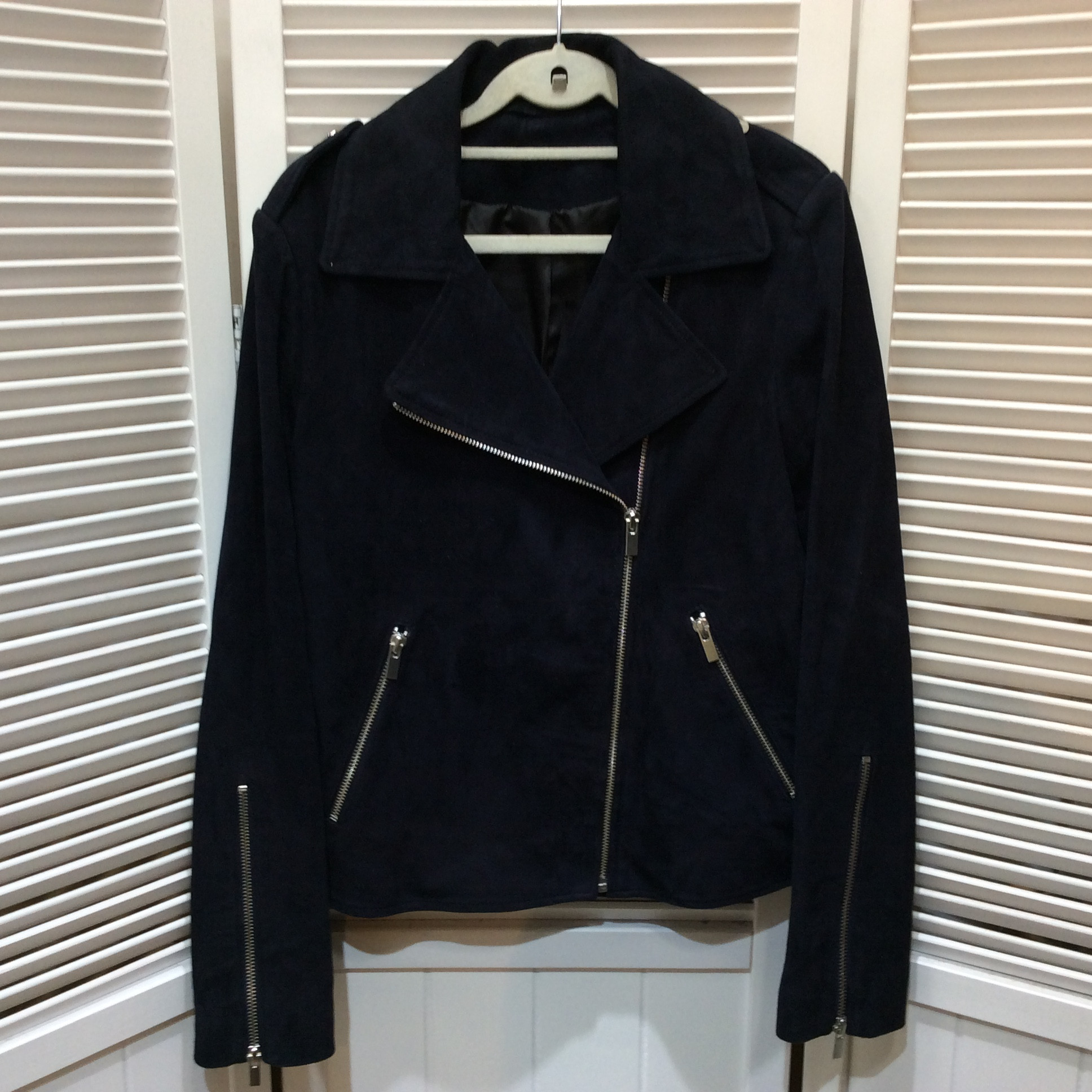 コントワーデコトニエ ヤギ革  ライダースジャケット 7号 ネイビー系