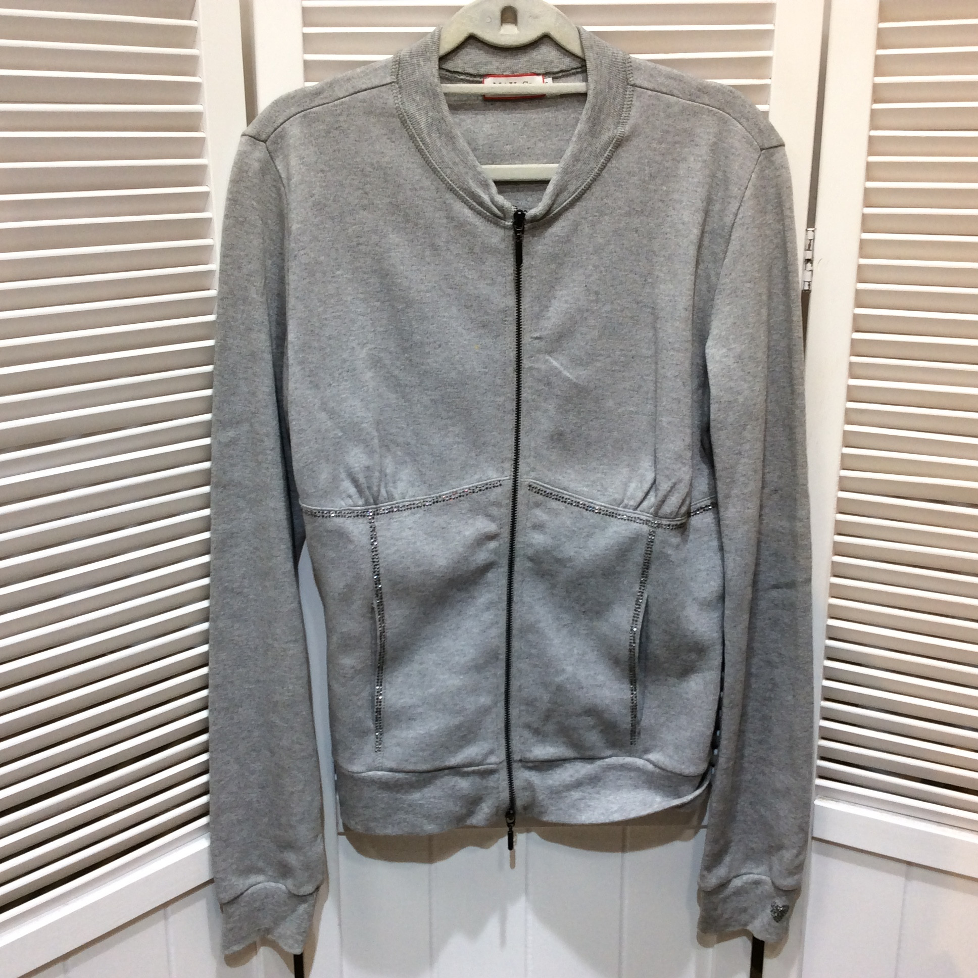 MAX&Co. マックスアンドコー ジップアップパーカー S グレー ラインストーン スウェット