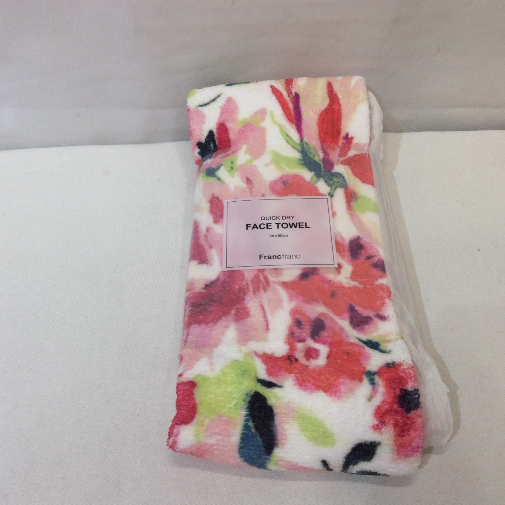 新品 フランフラン クイックドライ フェイスタオル 花柄
