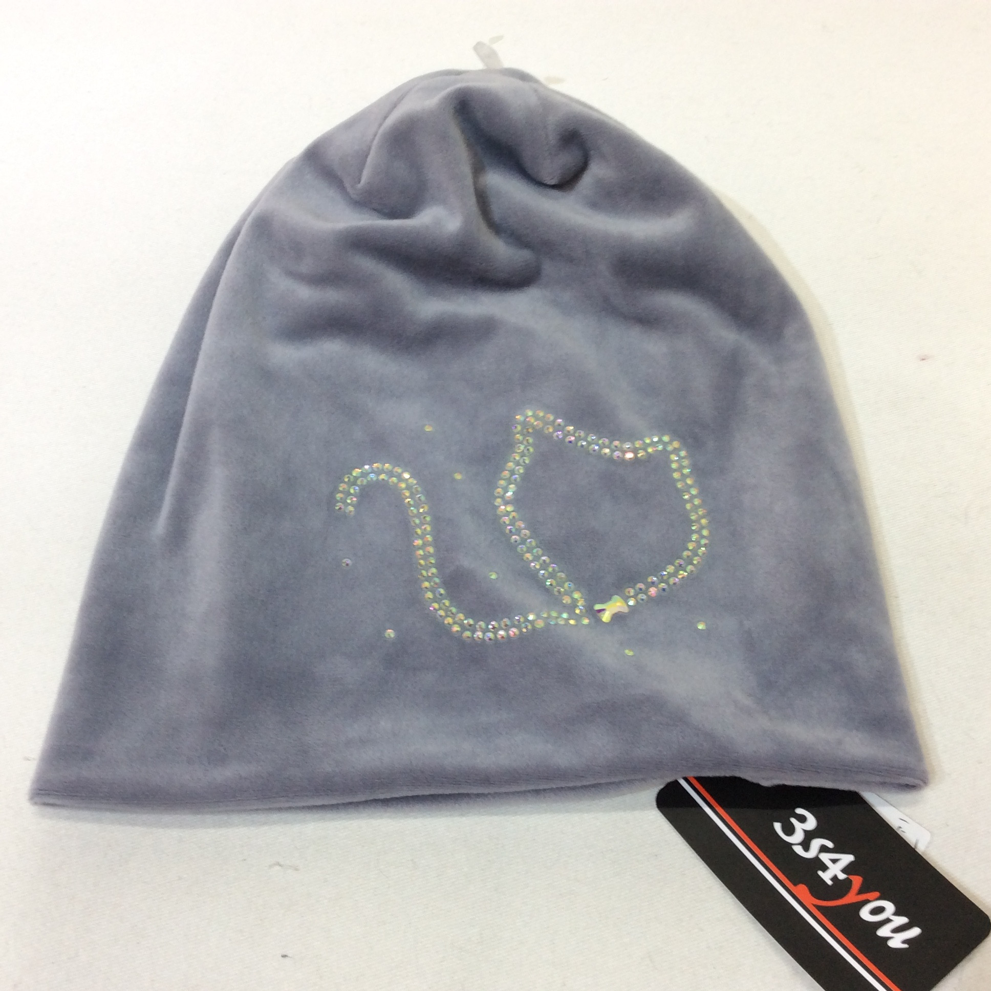 値下げ❗️新品☆3s4you ラインストーン付き ベロア帽子 グレー