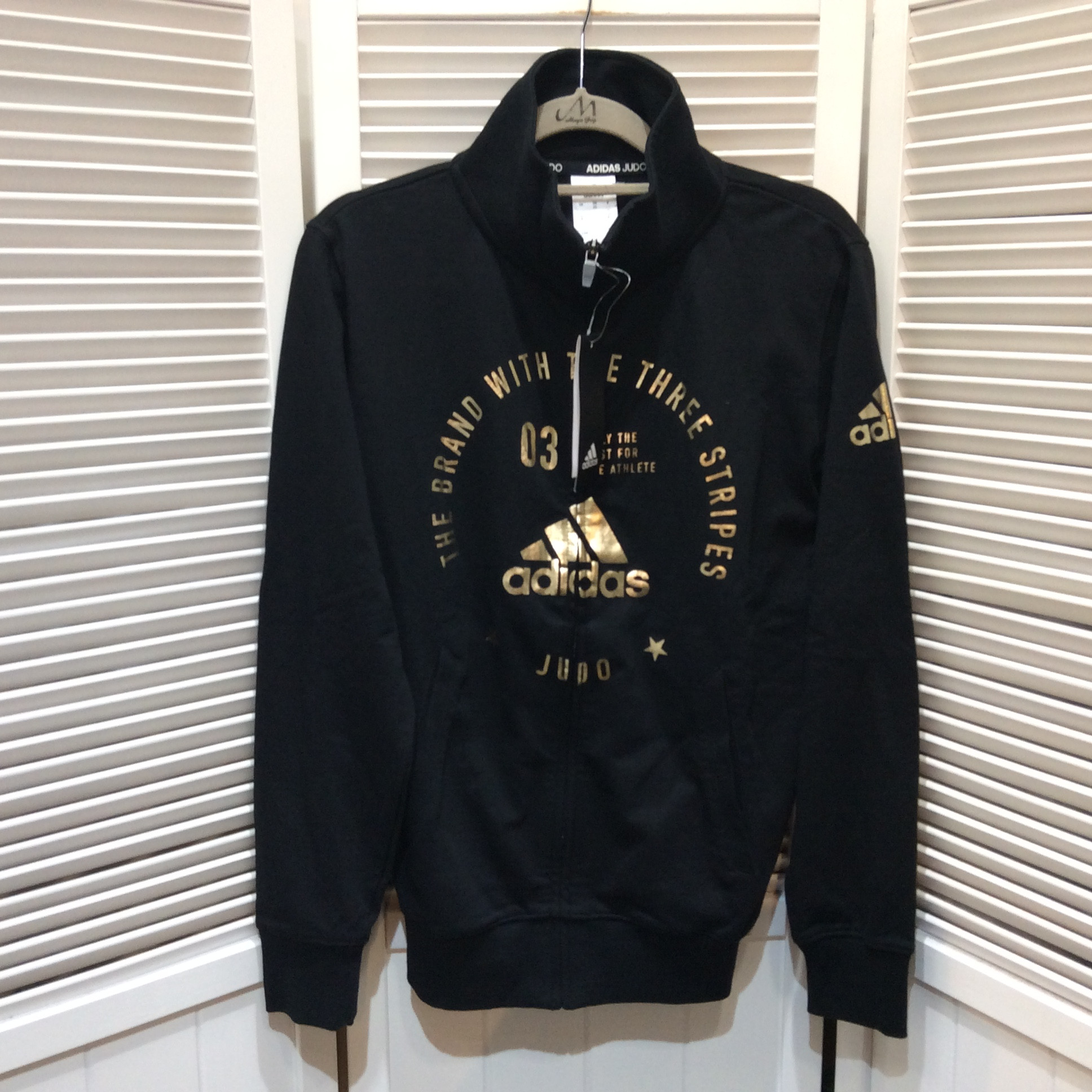 未使用 アディダス ジップアップ  男女兼用 サイズS ブラック／ゴールド