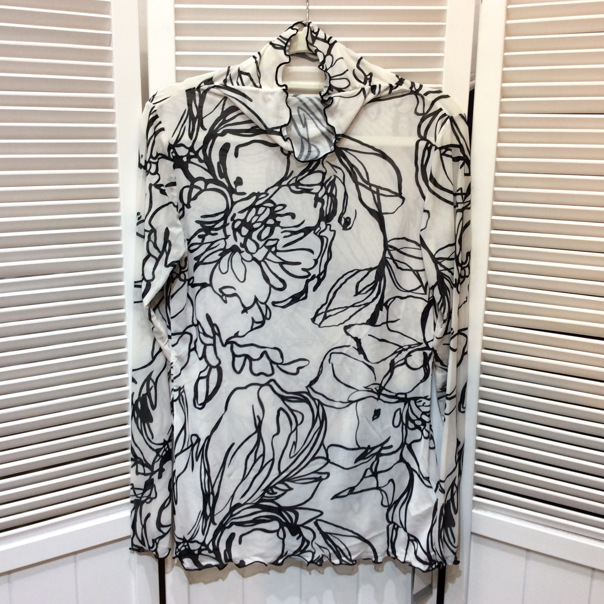 未使用☆SILVERMINT SUGAR シルバーミントシュガー メッシュカットソー M ホワイト×ブラック柄 ショップチャンネル