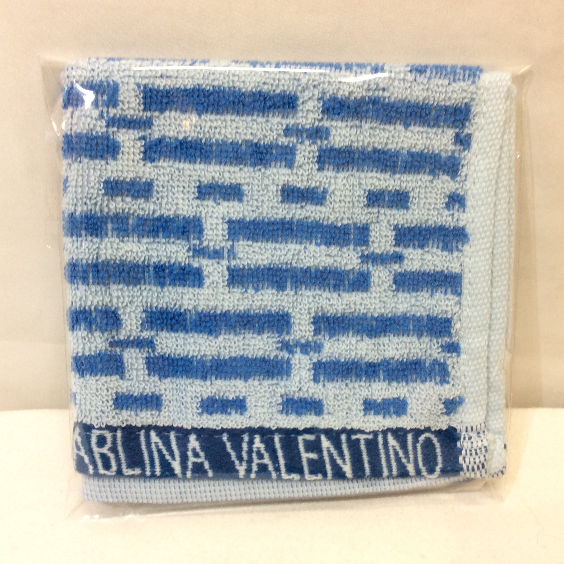 新品 サブリナバレンチノ タオルハンカチ  ブルー／柄