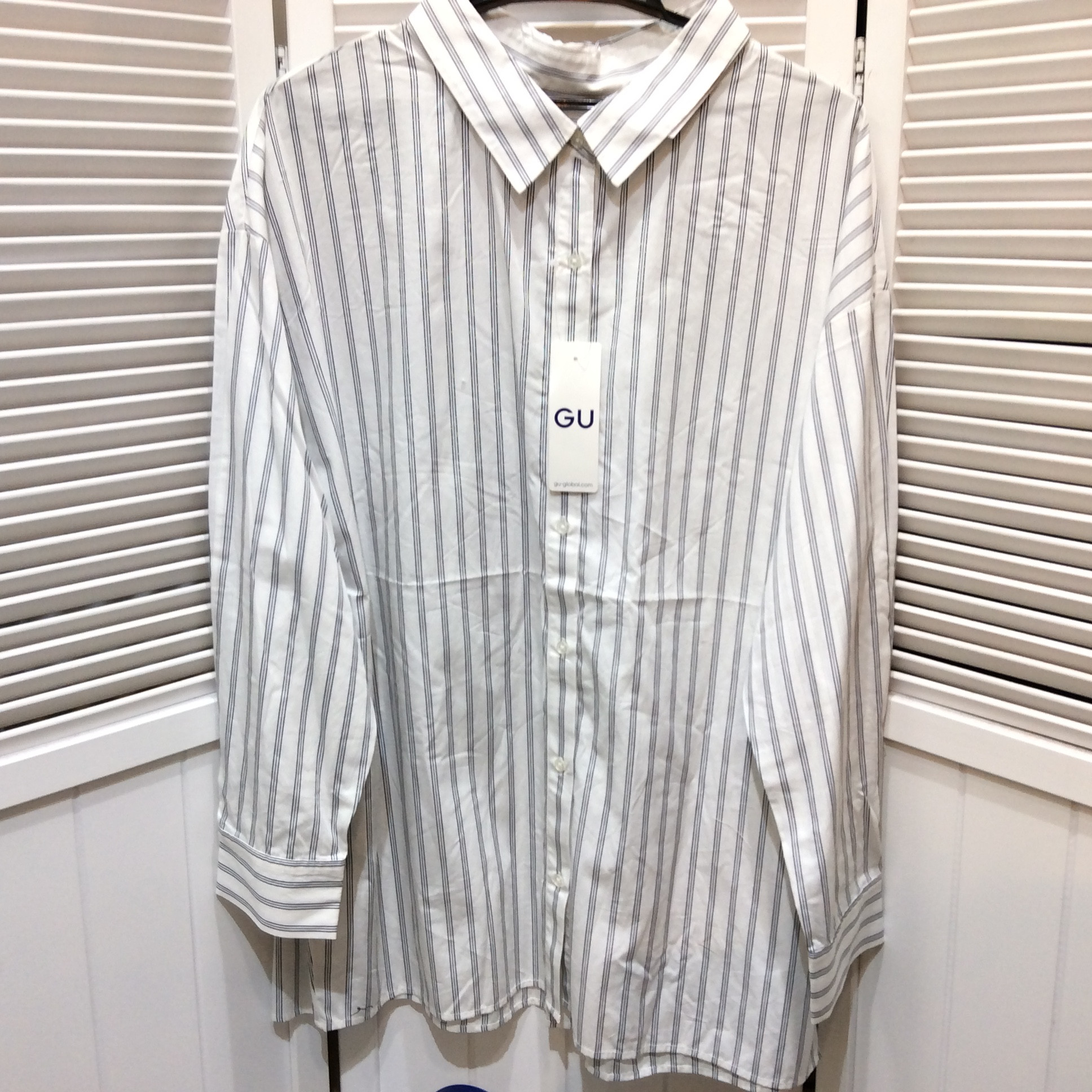 未使用 オーバーサイズ  ブラウス XL  ストライプ
