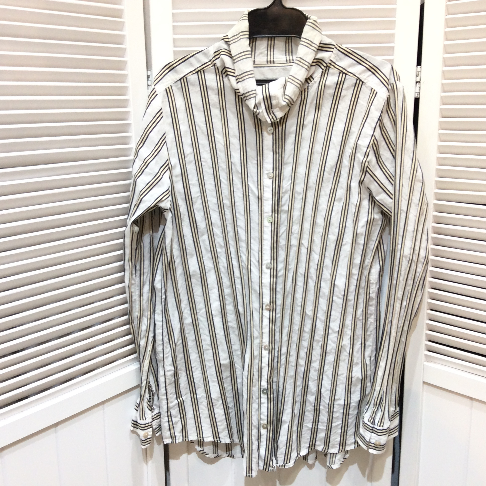 セレクトショップ購入品 ハイネックブラウス フリーサイズ   ストライプ