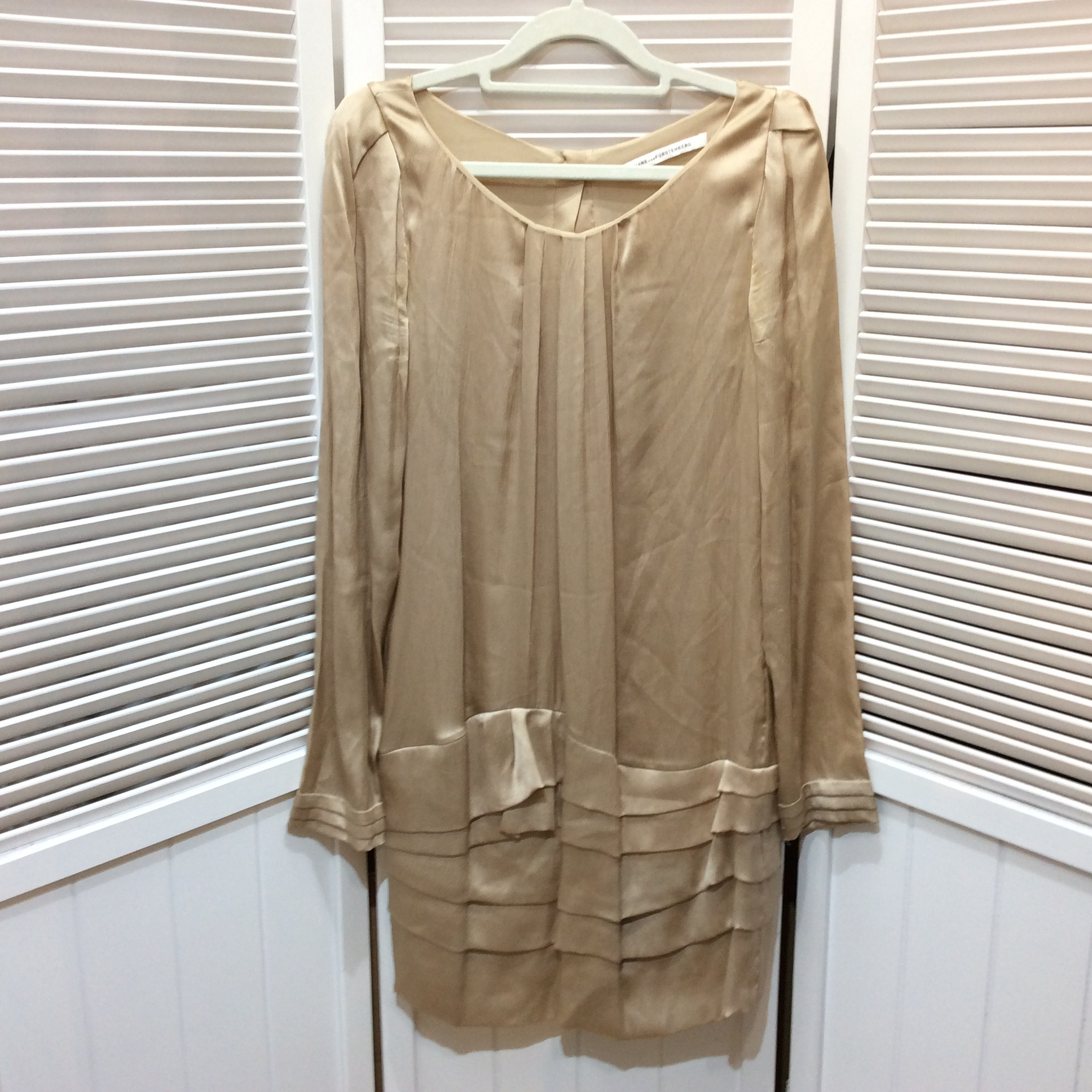 DIANE von FURSTENBERG ダイアンフォンファステンバーグ シルク チュニックワンピース 4 ベージュ シャンパン