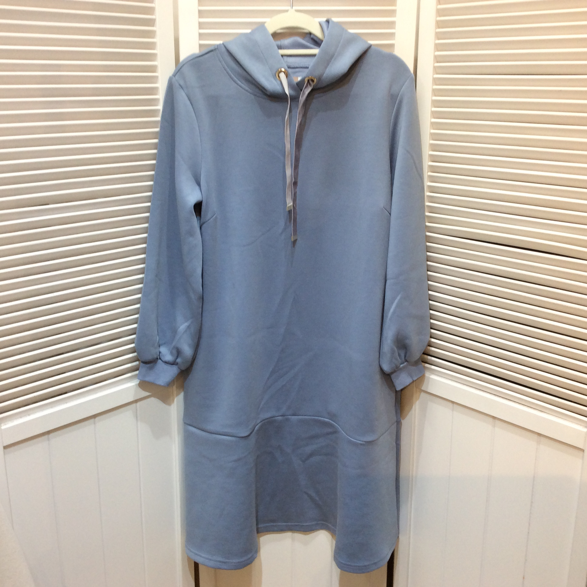 未使用☆Pixie Heart ピクシーハート ペプラム フーディーワンピース M ブルーグレー QVC