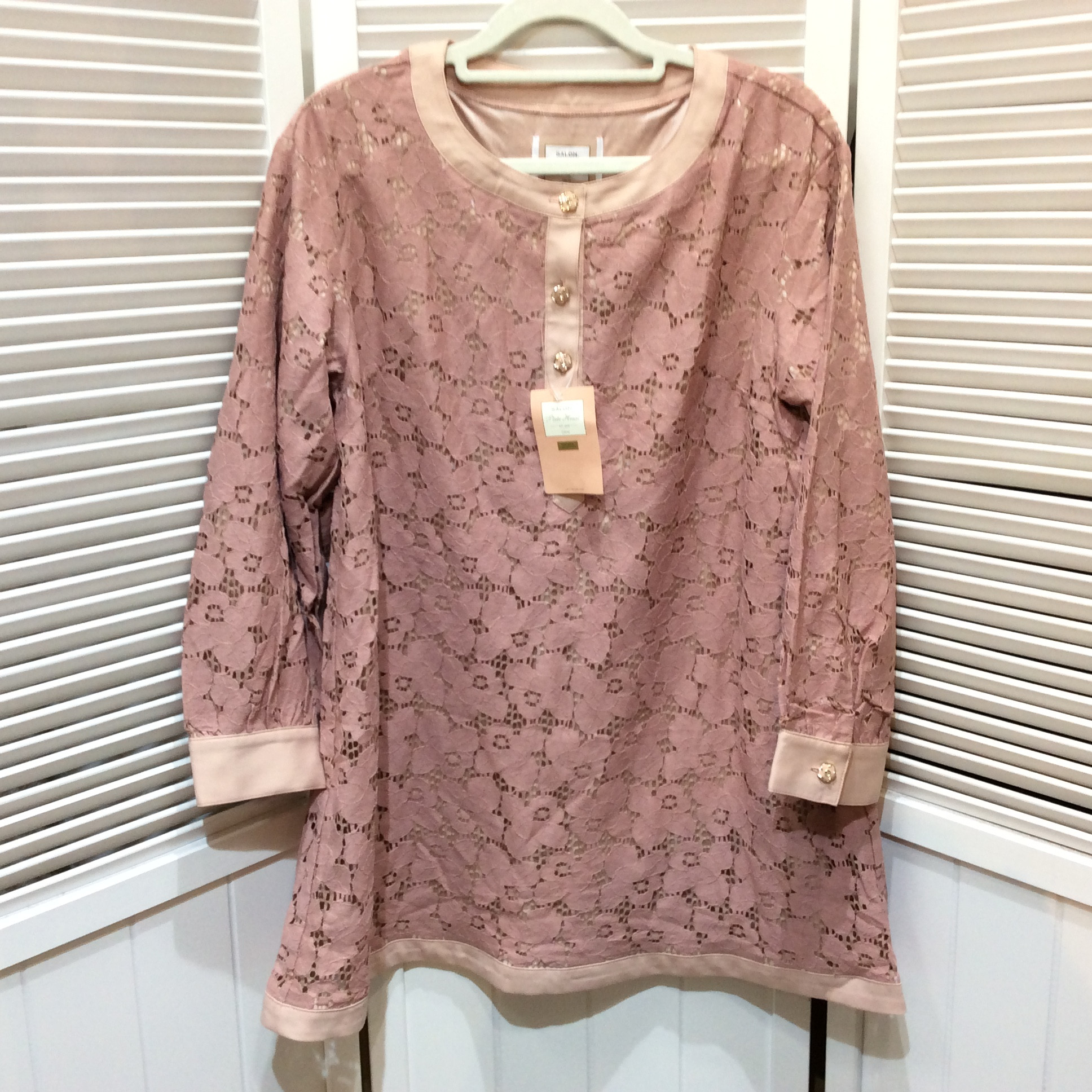 未使用☆Pixie Heart ピクシーハート カメリア柄 レースチュニック M ピンク QVC