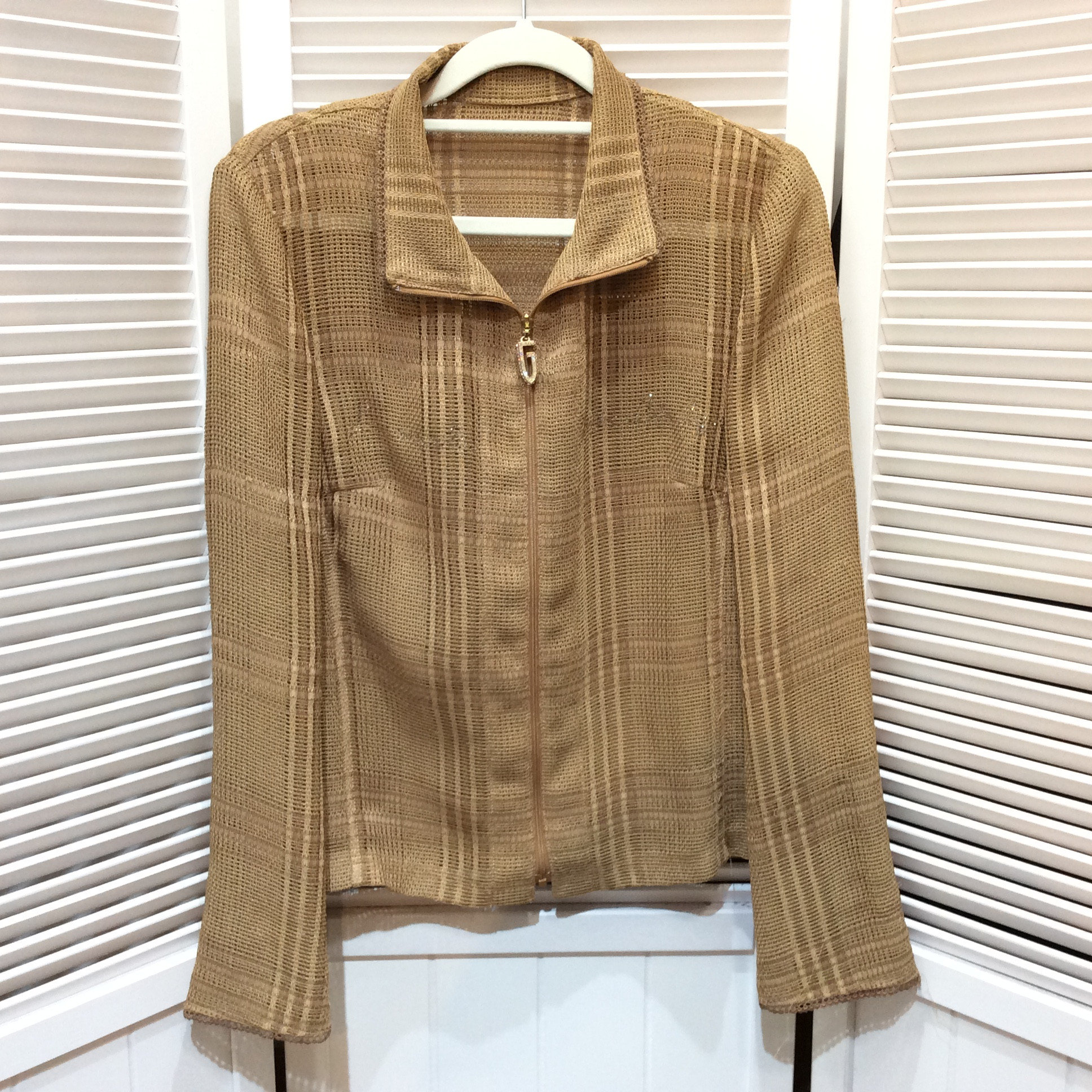 伊太利屋 メッシュ ファスナージャケット ジップアップ 11号 ベージュ