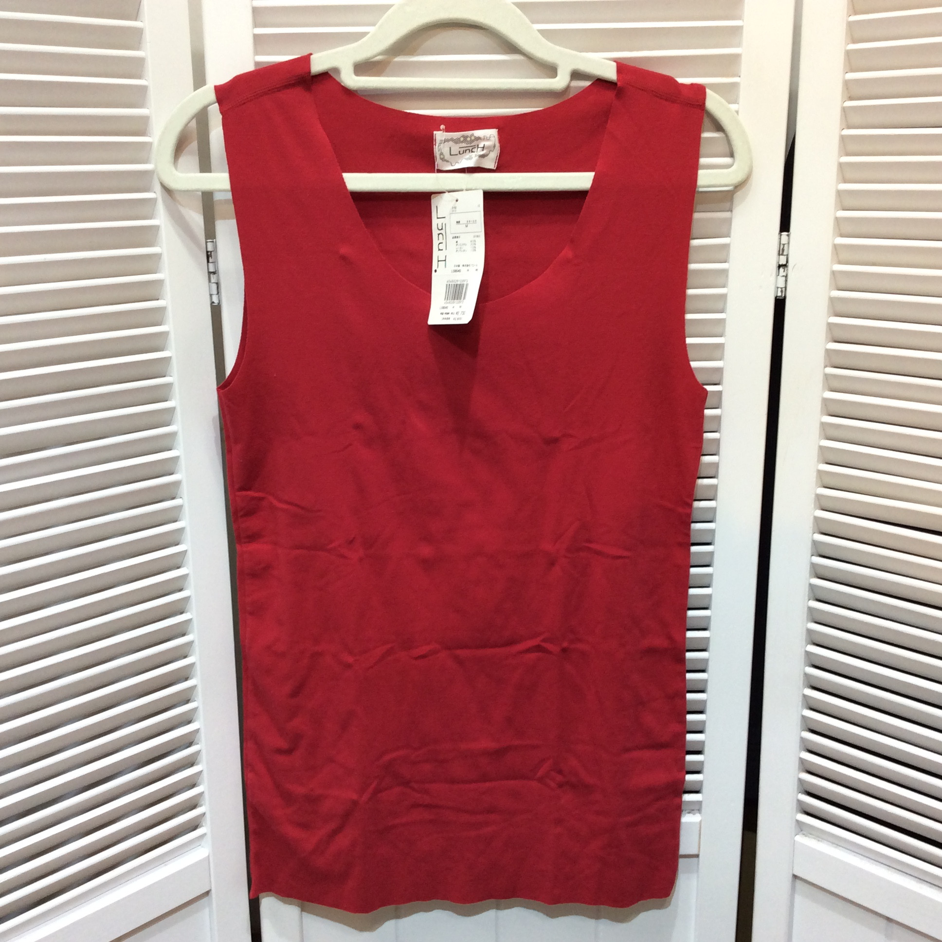未使用☆ワコール Lunch メンズ インナーノースリーブシャツ M レッド シームレス タンクトップ