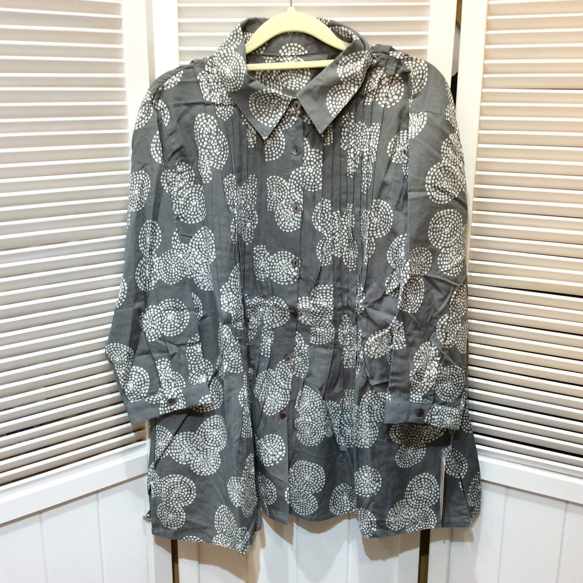 新品☆3s4you 麻混オーバーブラウス M~L グレー