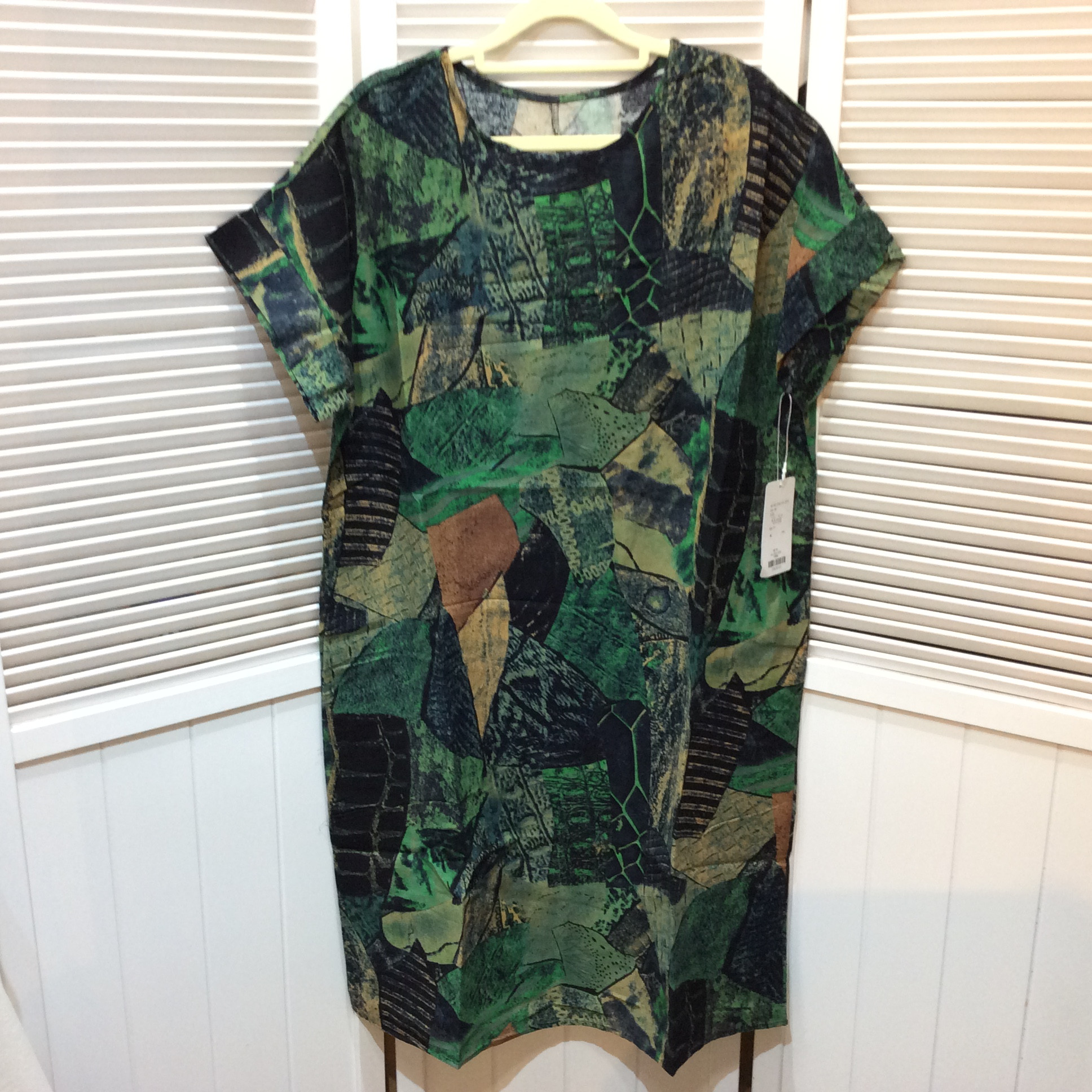 新品☆3s4you 綿ワンピース M~L グリーン柄