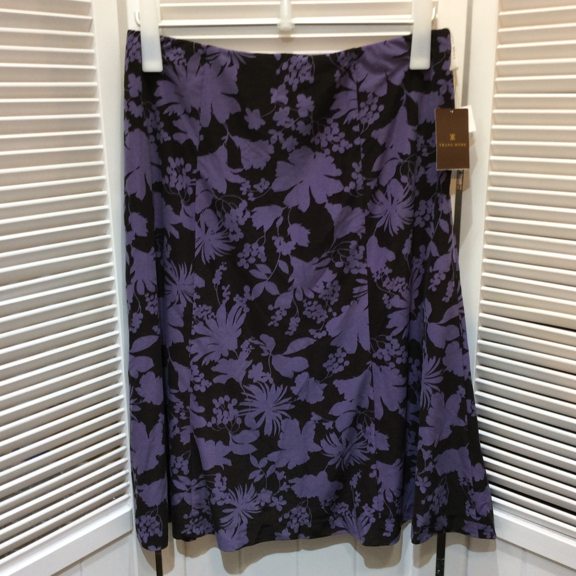 未使用☆TRANS WORK トランスワーク スカート 46 パープル柄 三陽商会