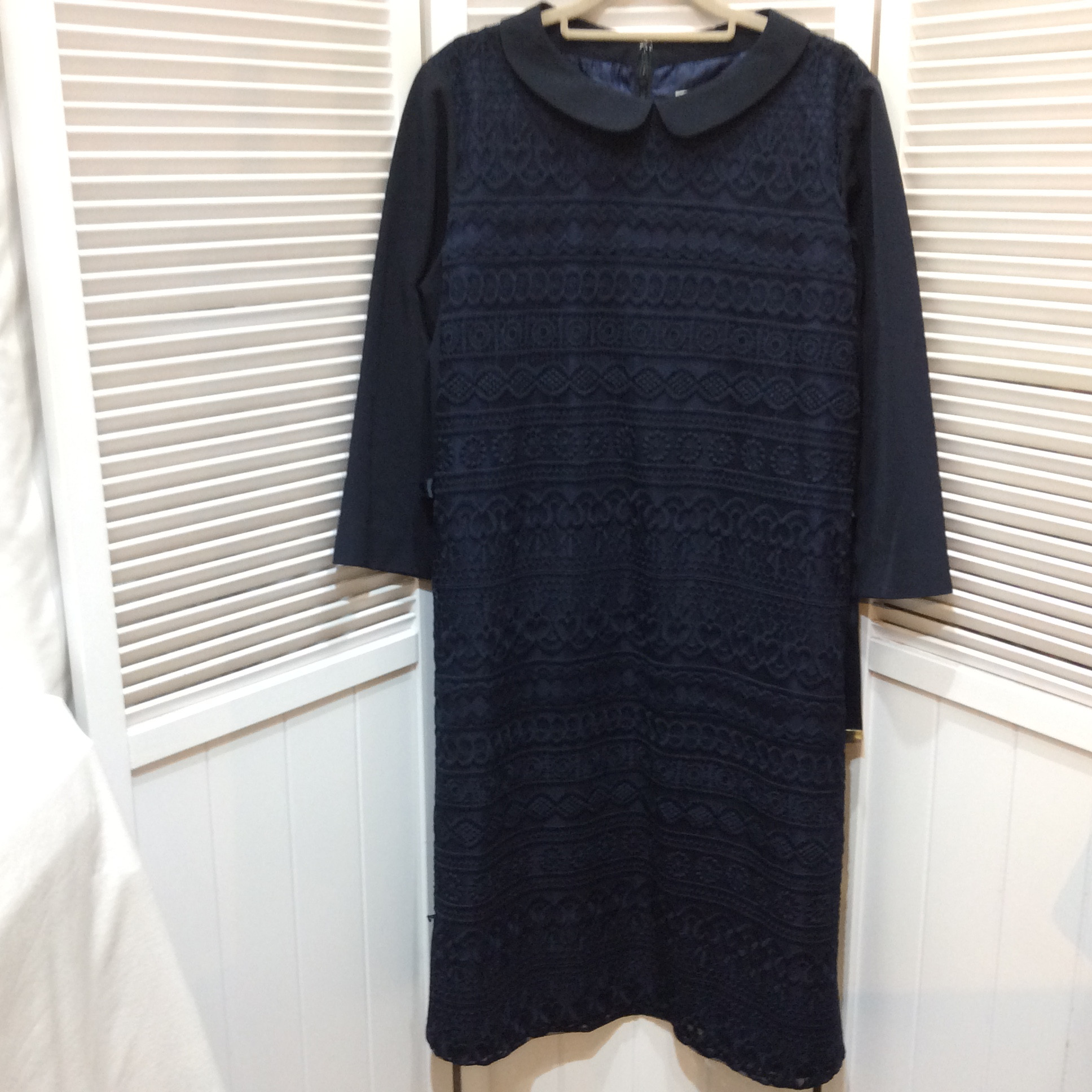 ジュンコシマダ PART2  レースワンピース  小さめ15号 ネイビー