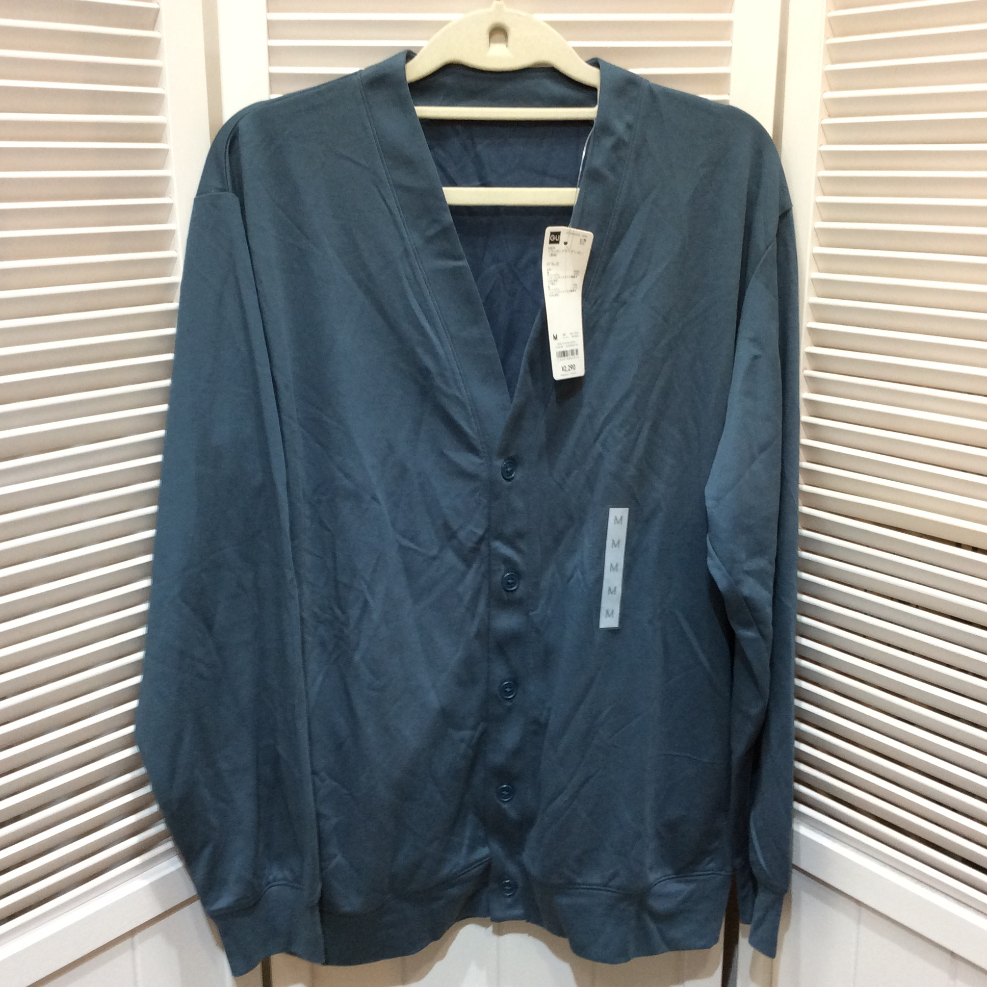 未使用☆GU メンズ ドライポンチカーディガン M ブルー