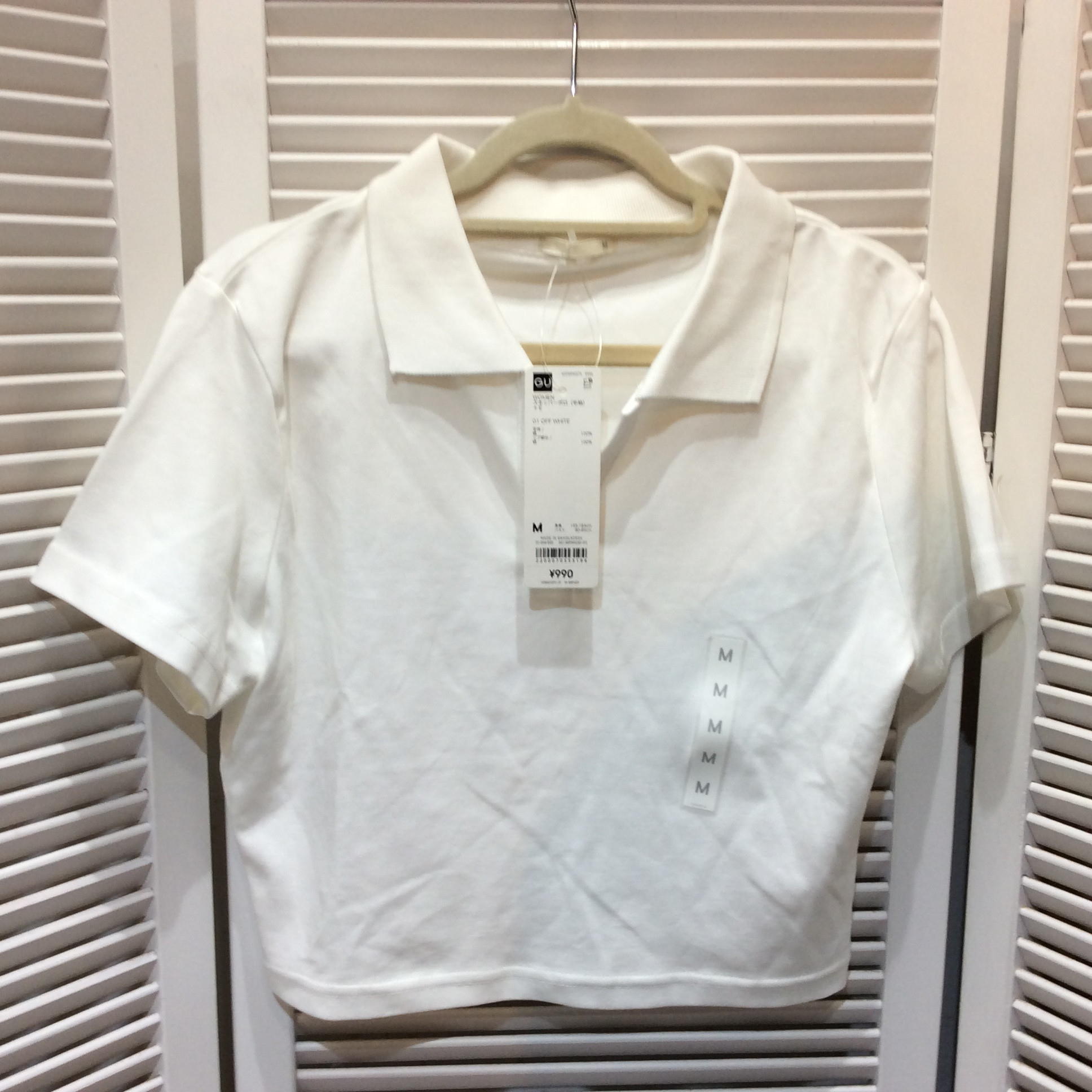 未使用☆GU スキッパーポロ(半袖) M ホワイト