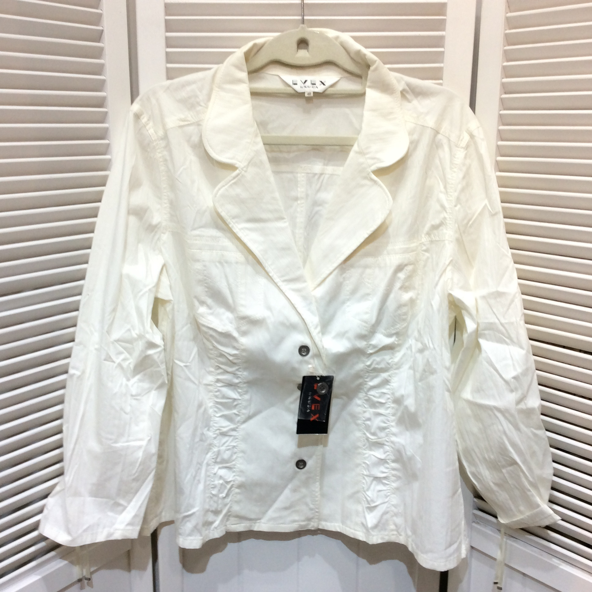 未使用☆EVEX by KRIZIA エヴェックス バイ クリツィア シミあり 綿ジャケット 48 ホワイト 三陽商会