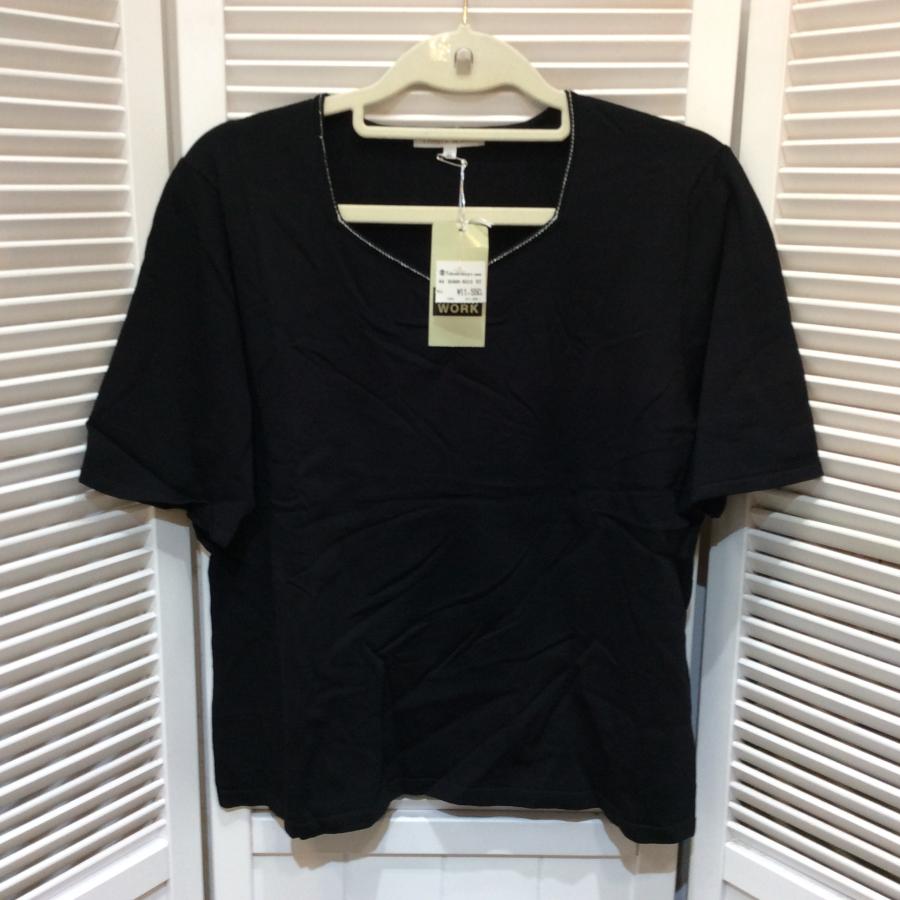 未使用☆TRANS WORK トランスワーク 半袖ニットカットソー LL ブラック 三陽商会