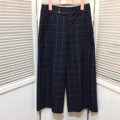 HUMAN WOMAN パンツ  SS ネイビーチェック柄 美品