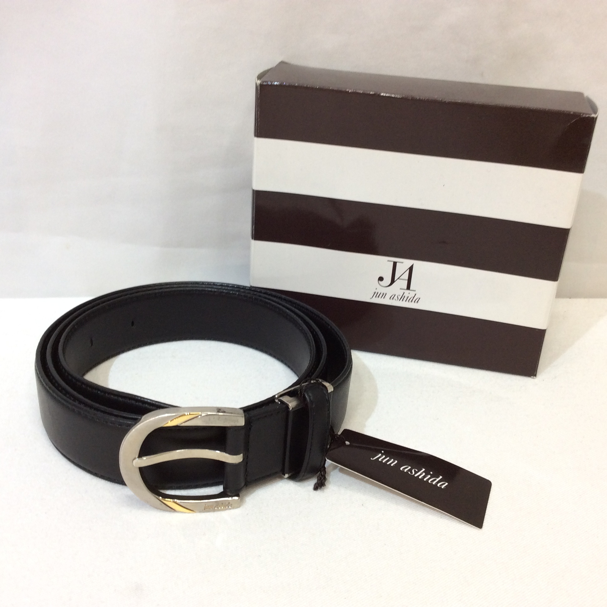 未使用☆JUN ASHIDA アシダジュン メンズ 牛革ベルト ブラック
