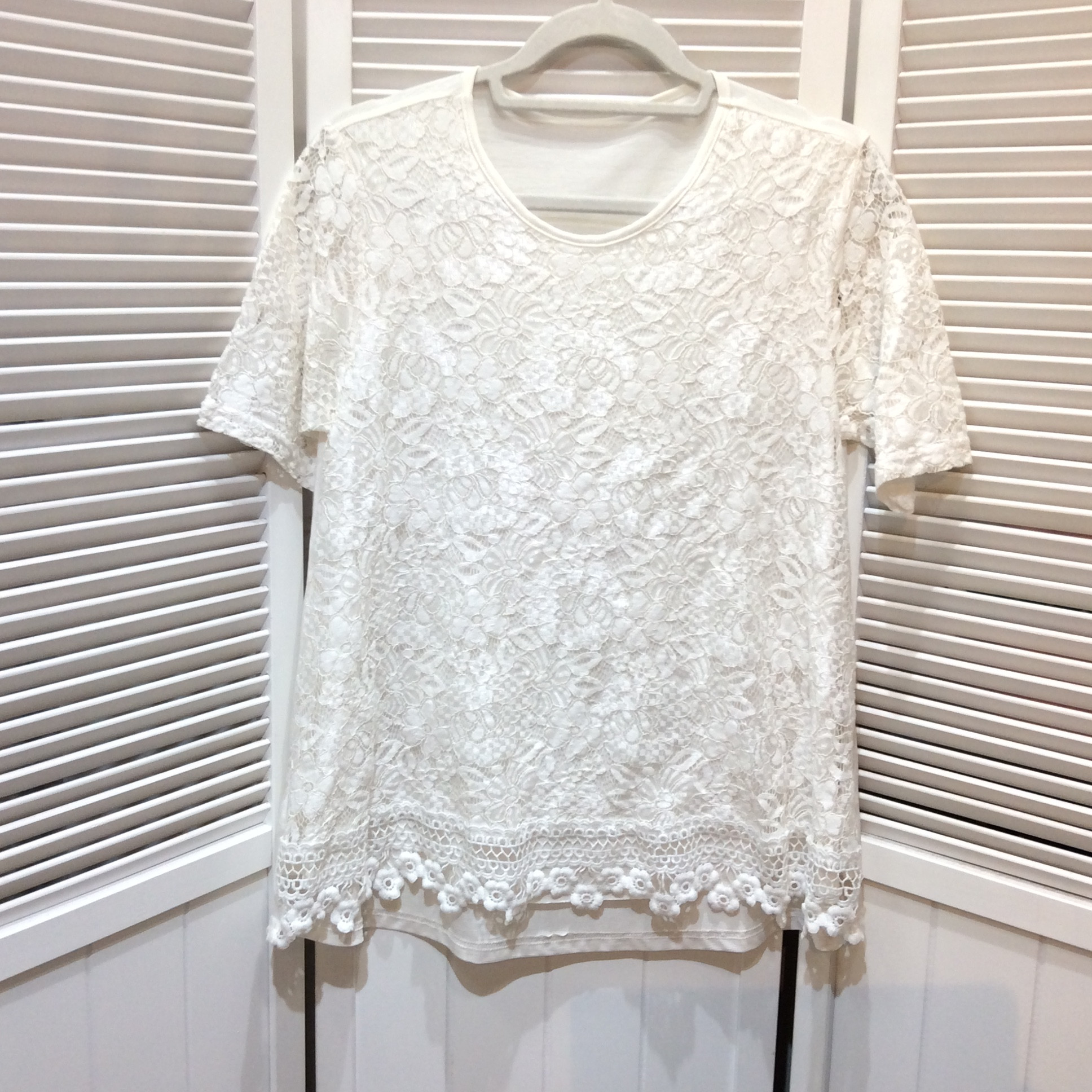 レースカットソー M〜L ホワイト