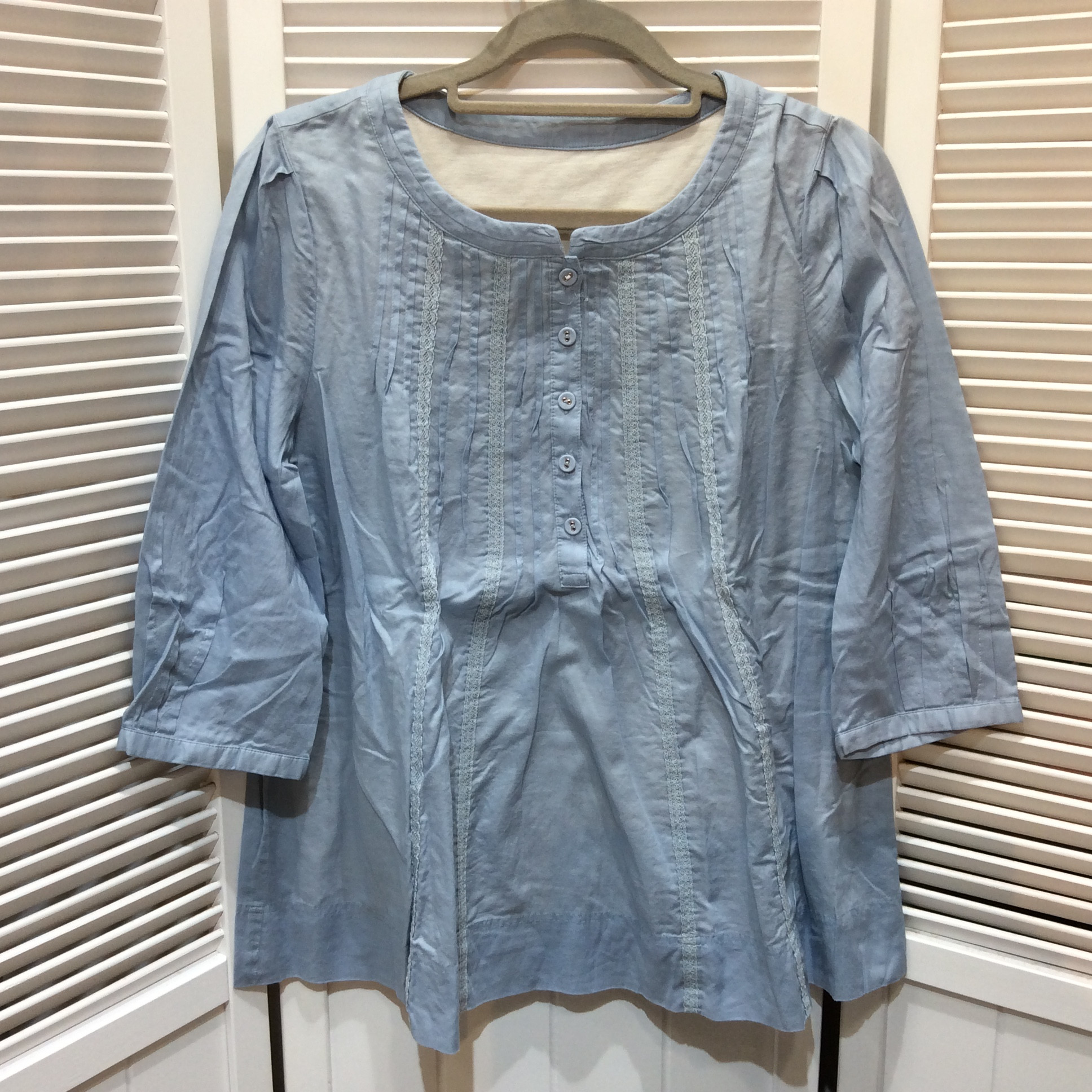 SCAPA 七分袖ブラウス  38 水色／レース