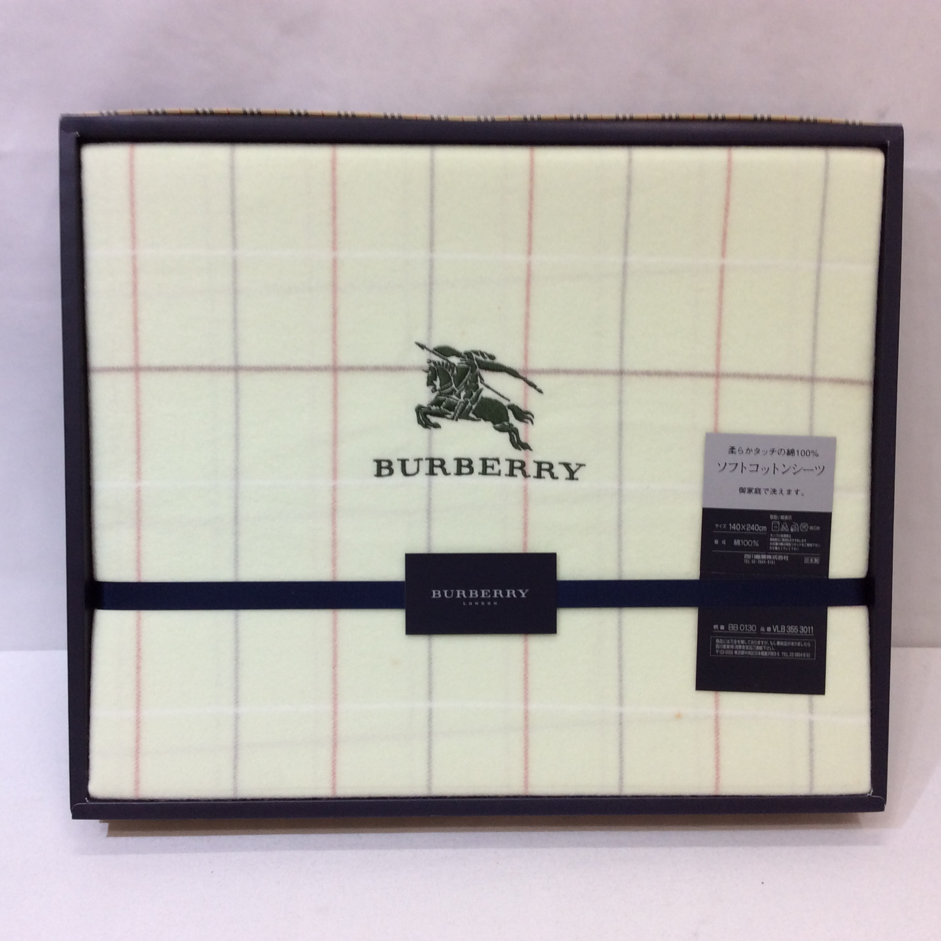 未使用☆バーバリー ソフトコットンシーツ 140×240cm 少々シミあり