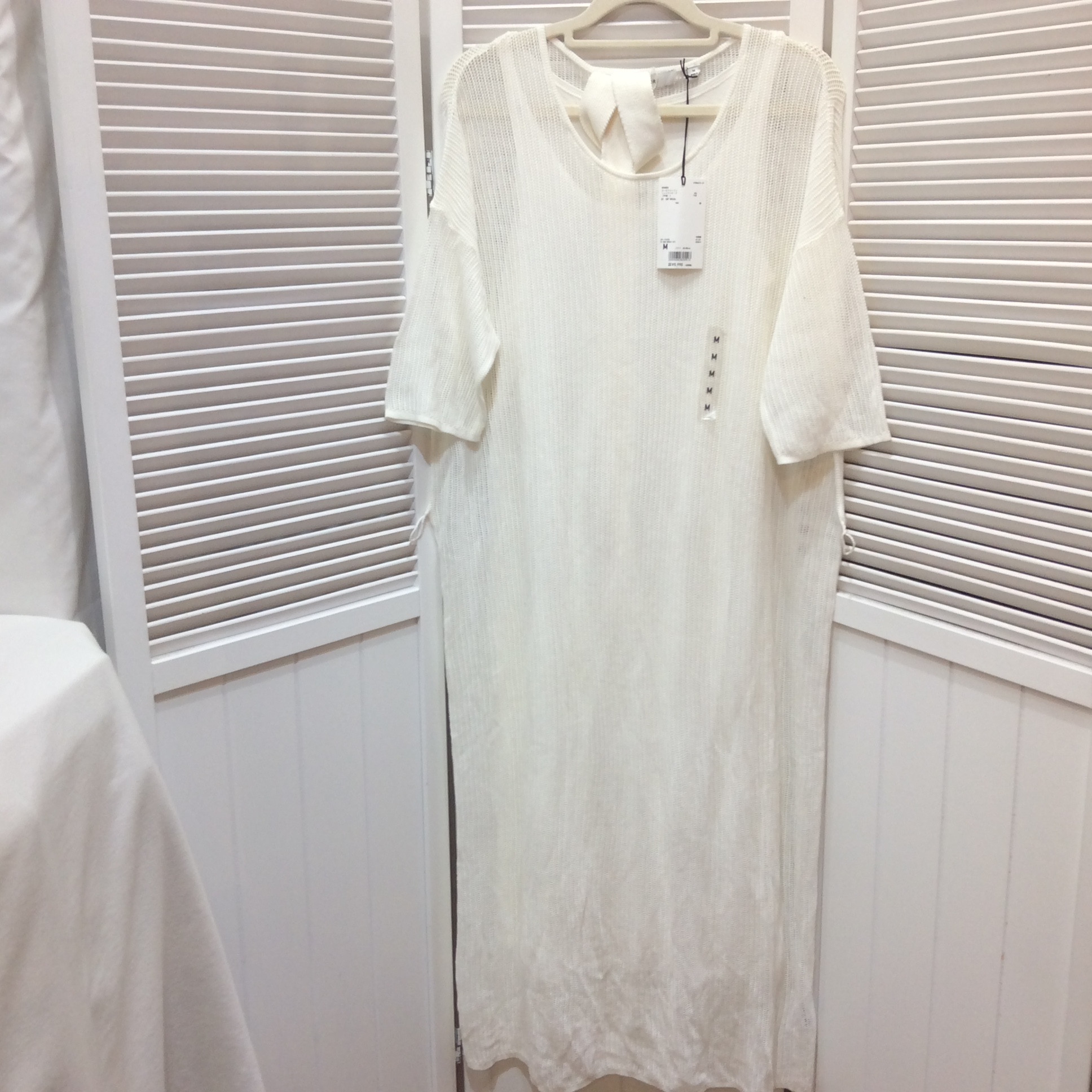 未使用 ユニクロ AND LEMAIRE スーピマコットンニットワンピース M ホワイト