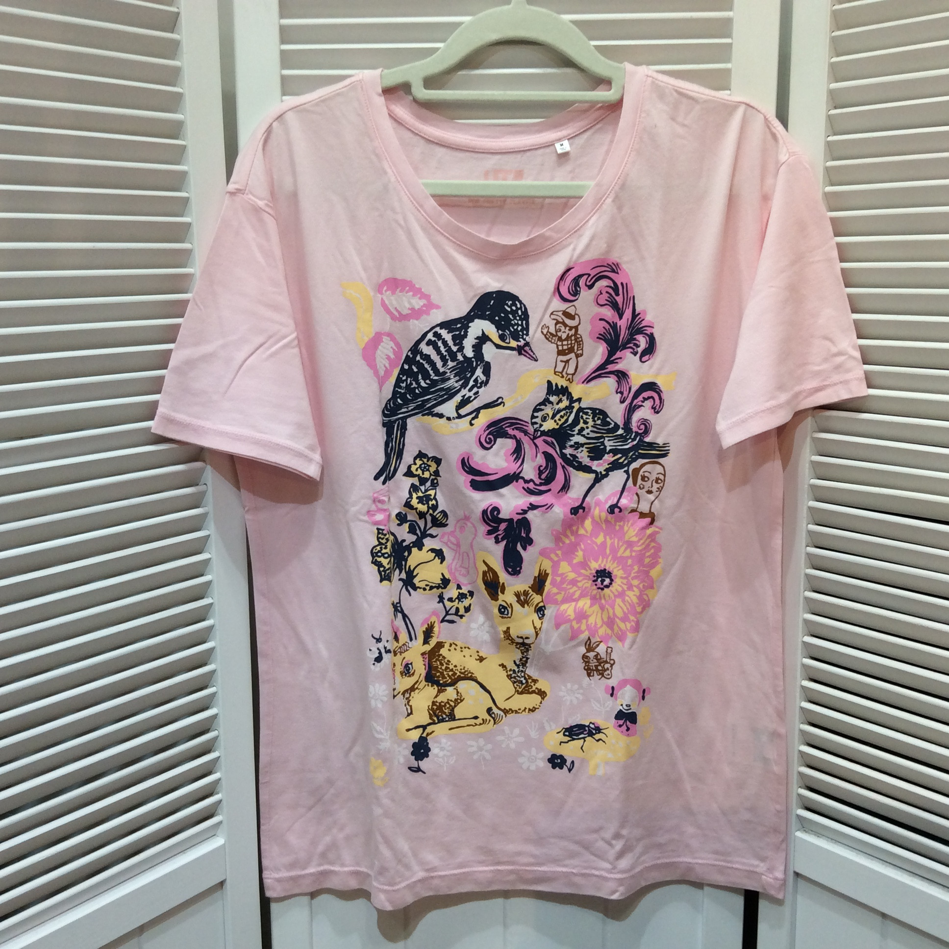 ユニクロ Tシャツ  M ピンク／プリント