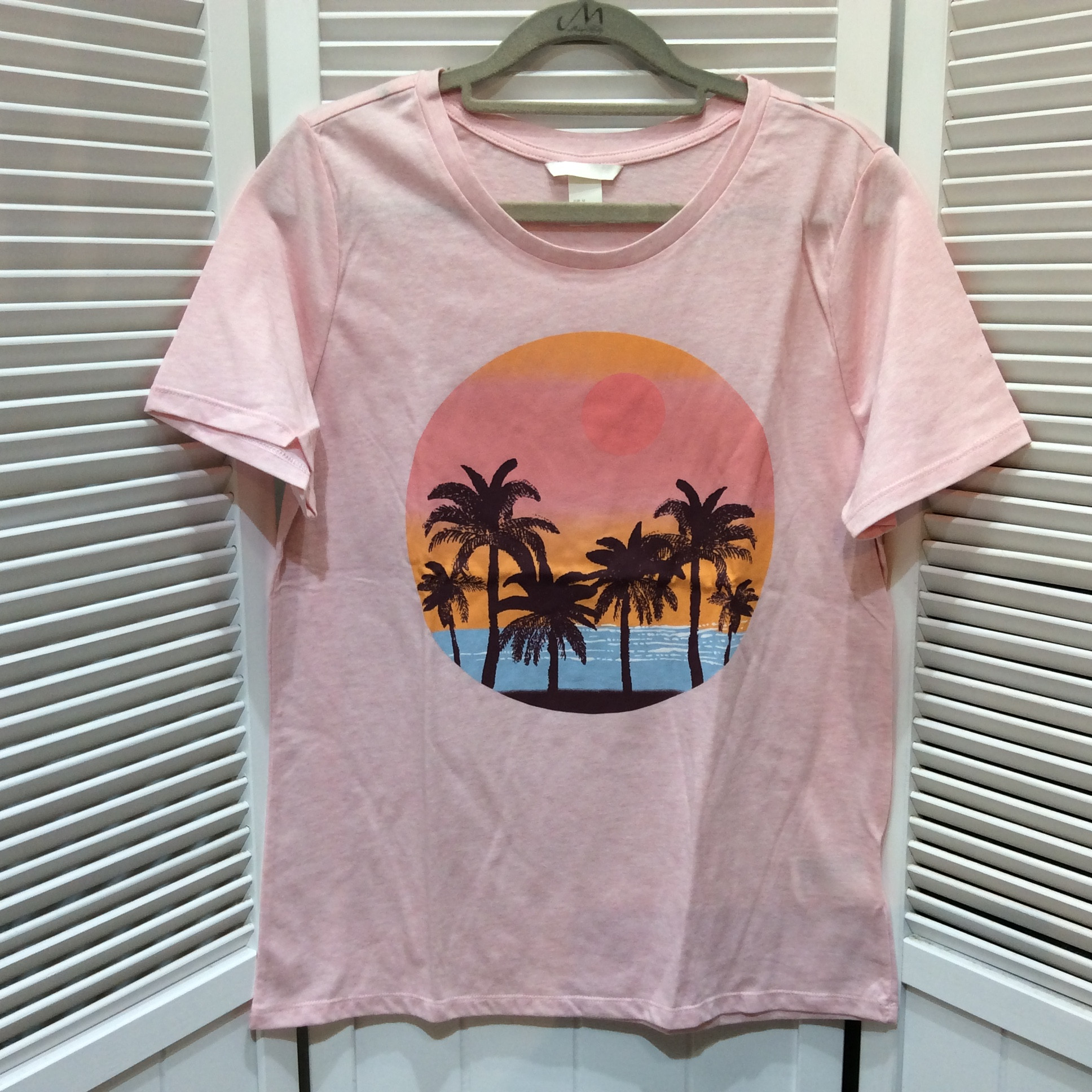 未使用 H＆M  Tシャツ  サイズM  ピンク／プリント