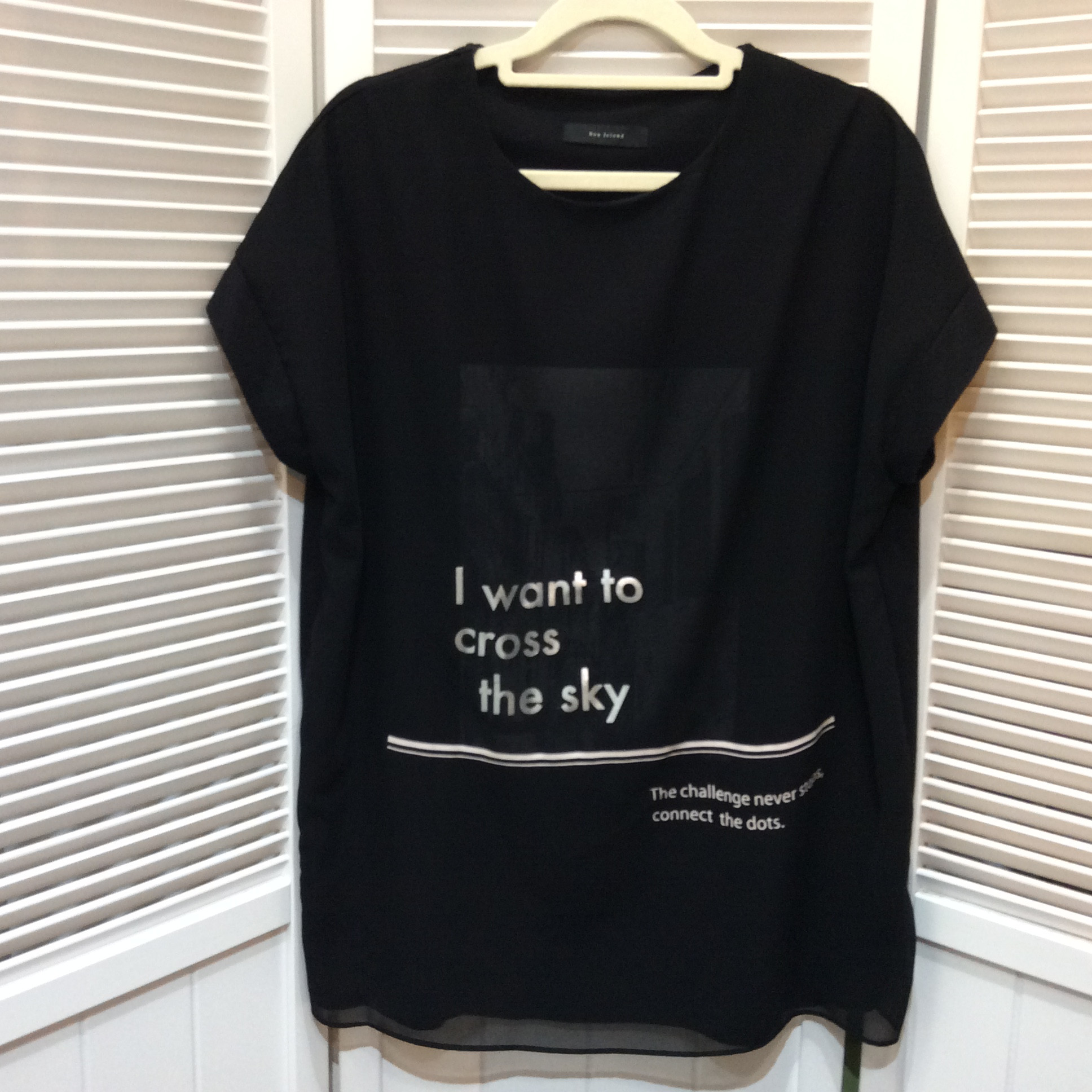 プリント柄カットソー フリーサイズ   黒