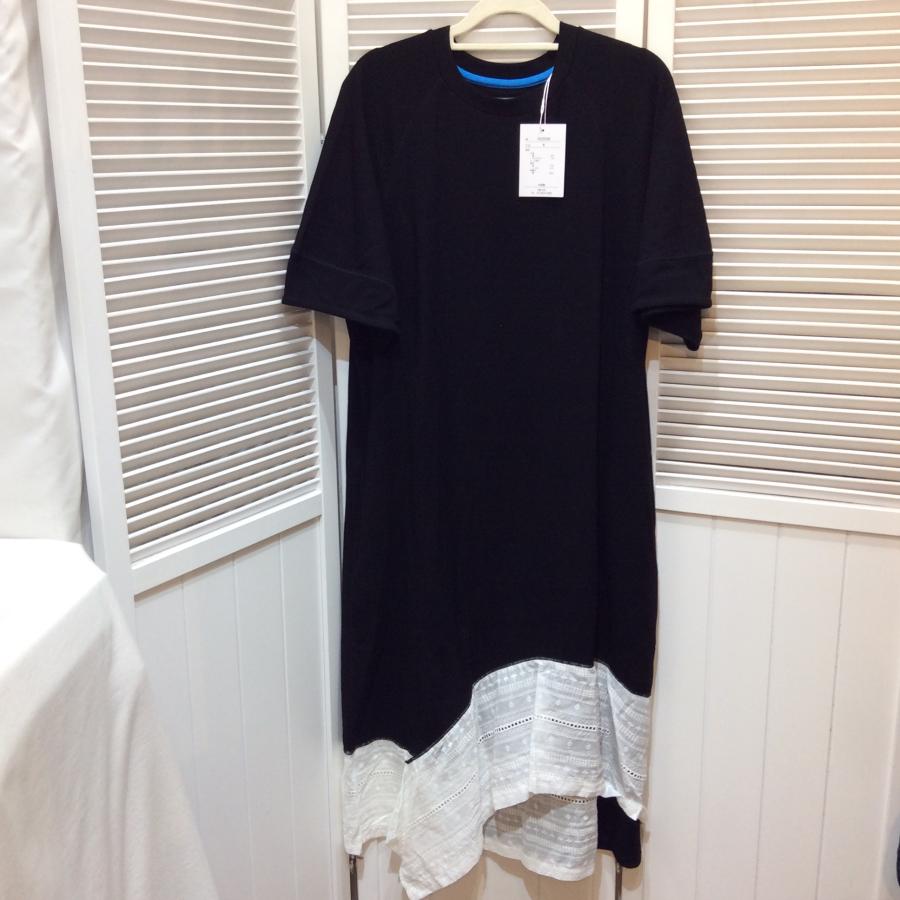 未使用☆PERSON'S パーソンズ 半袖ワンピース M ブラック 裾レース