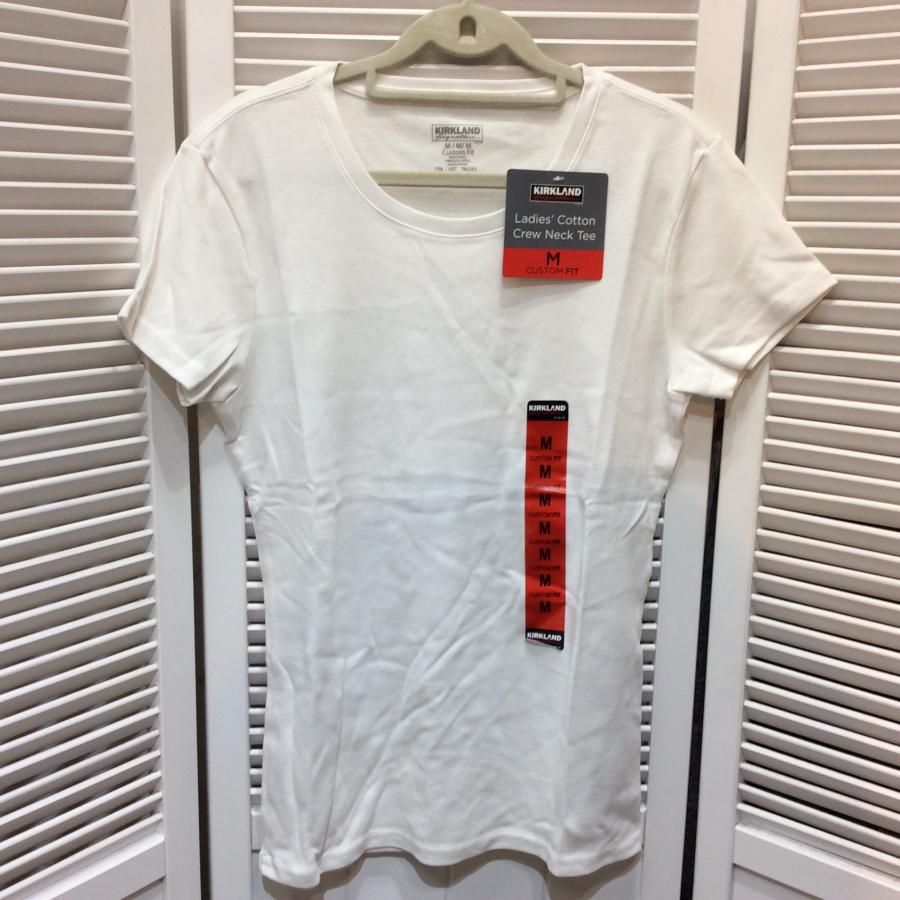 新品☆KIRKLAND カークランド コストコ レディース 半袖 クルーネックTシャツ カスタムフィット M ホワイト 無地