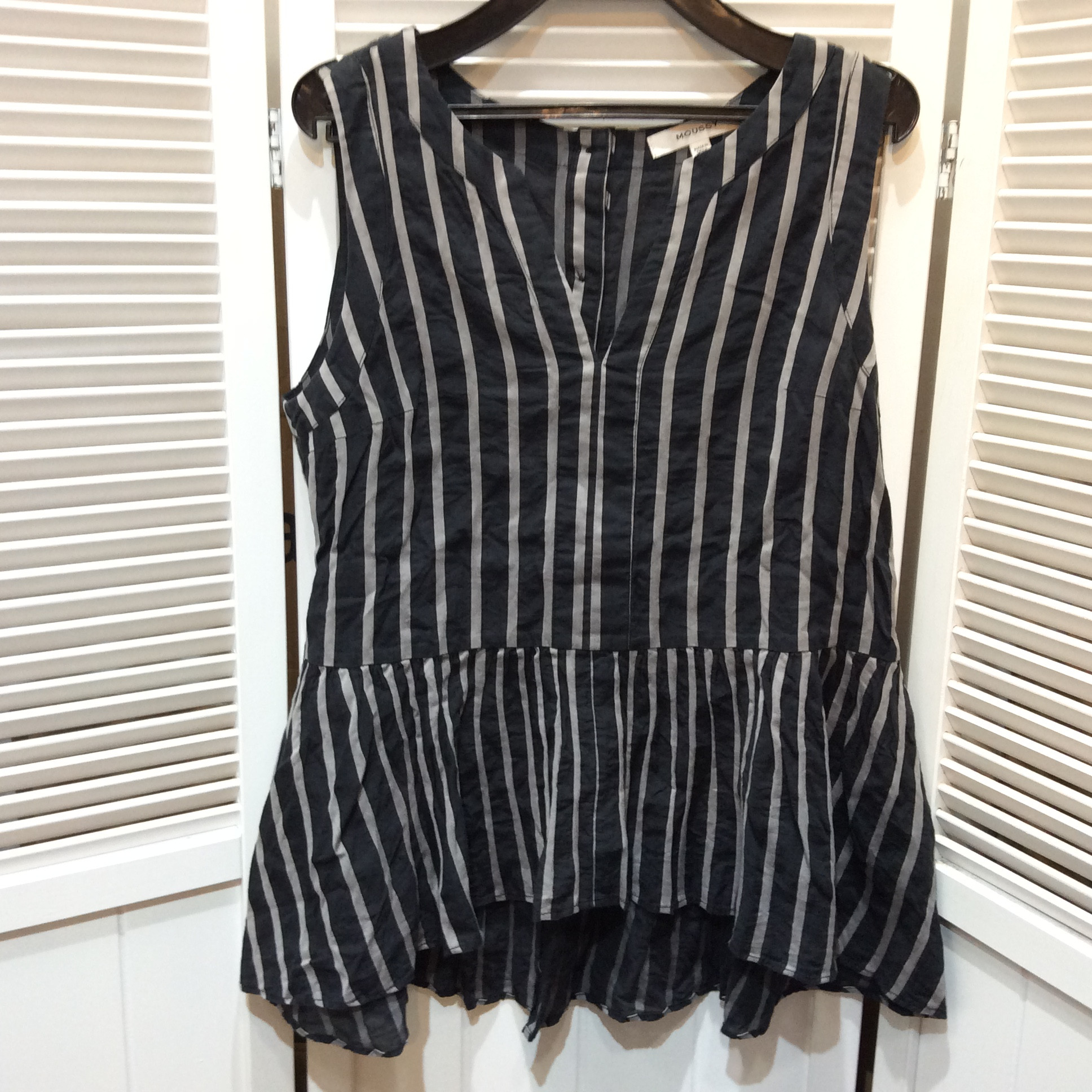 moussy ノースリーブブラウス フリーサイズ   黒ストライプ