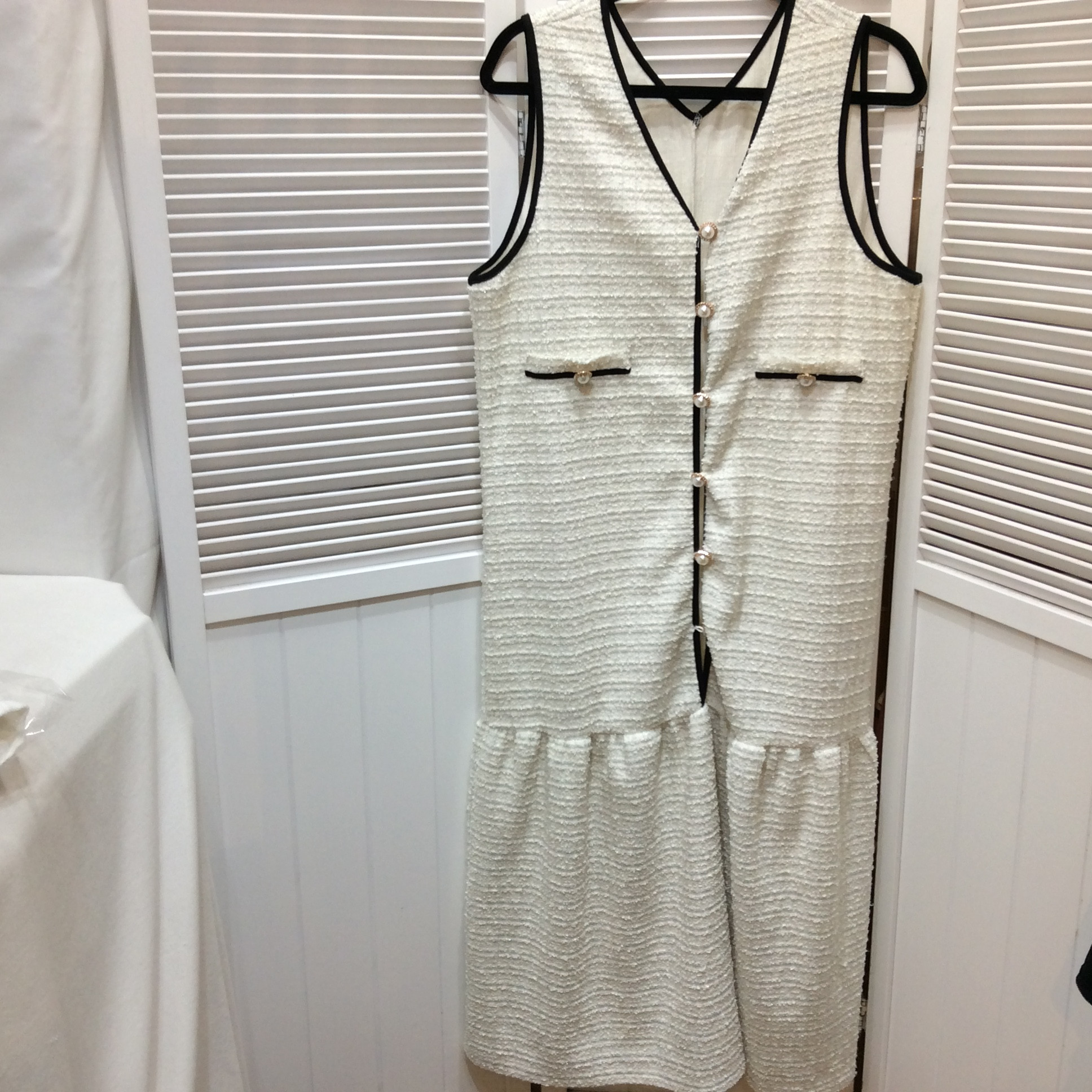 未使用 FRIFUL ロングジャンパースカート XL ホワイトツイード