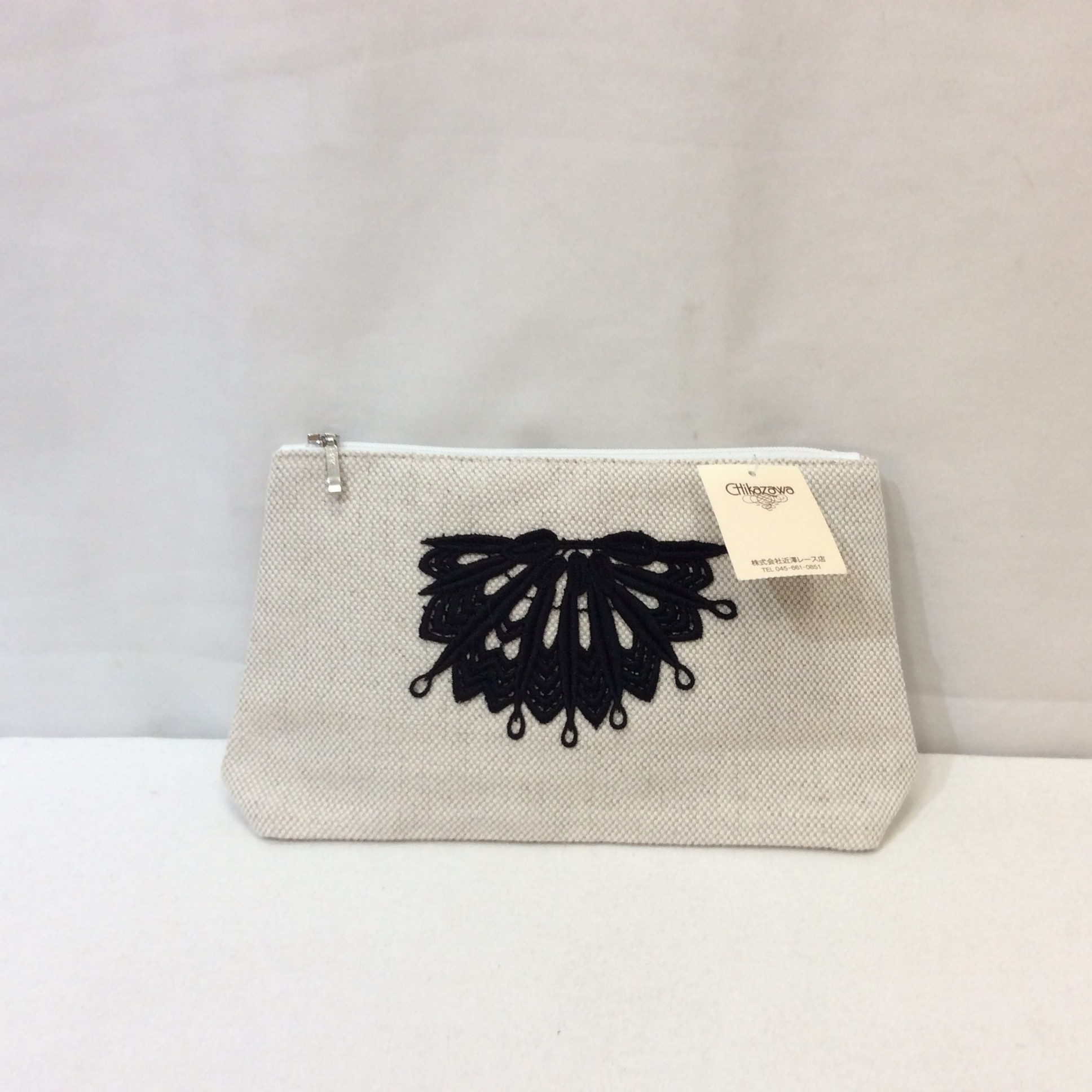 未使用 近沢レース ポーチ  生成／黒