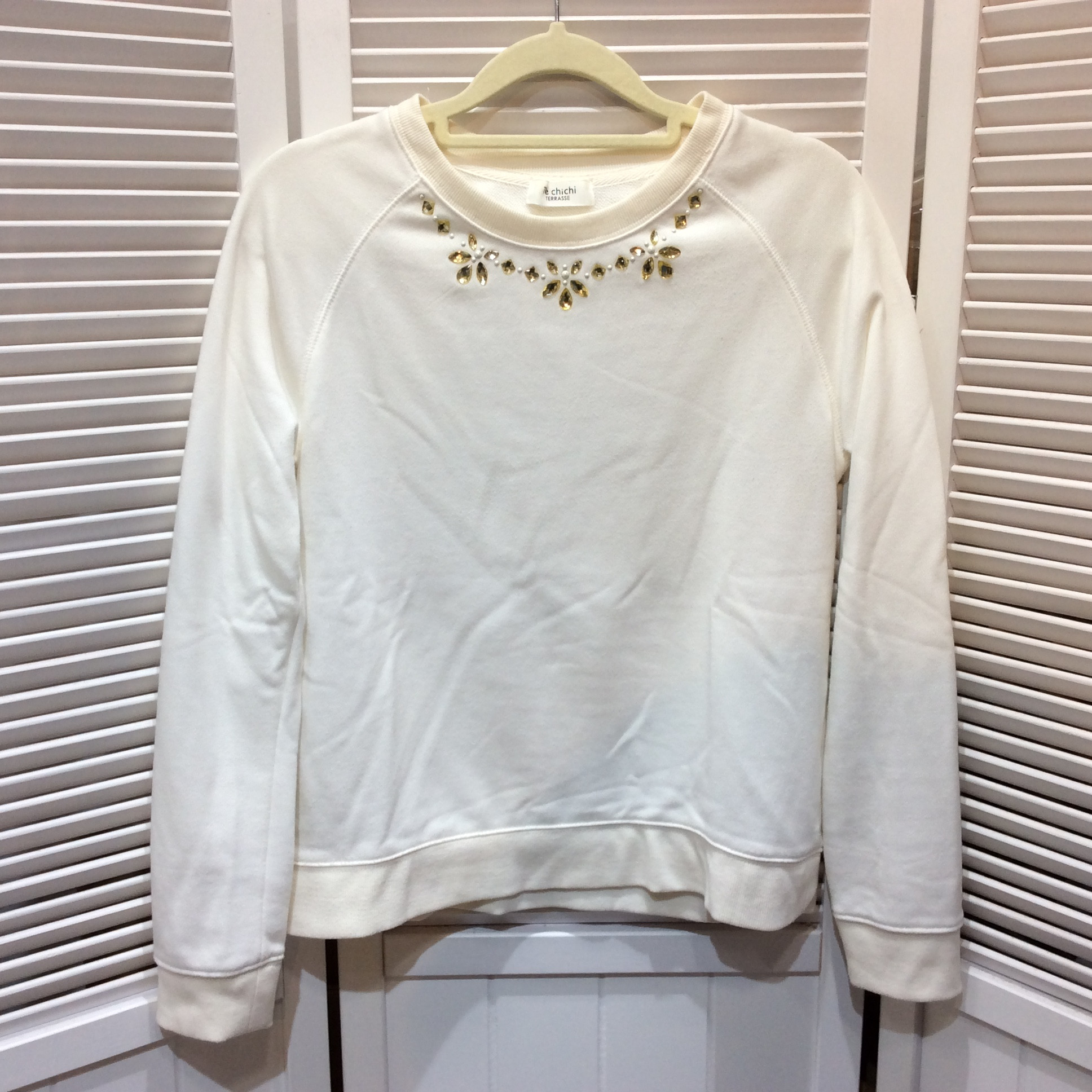 Te chichi テチチ レディース ビジュー付きスウェット M ホワイト トレーナー