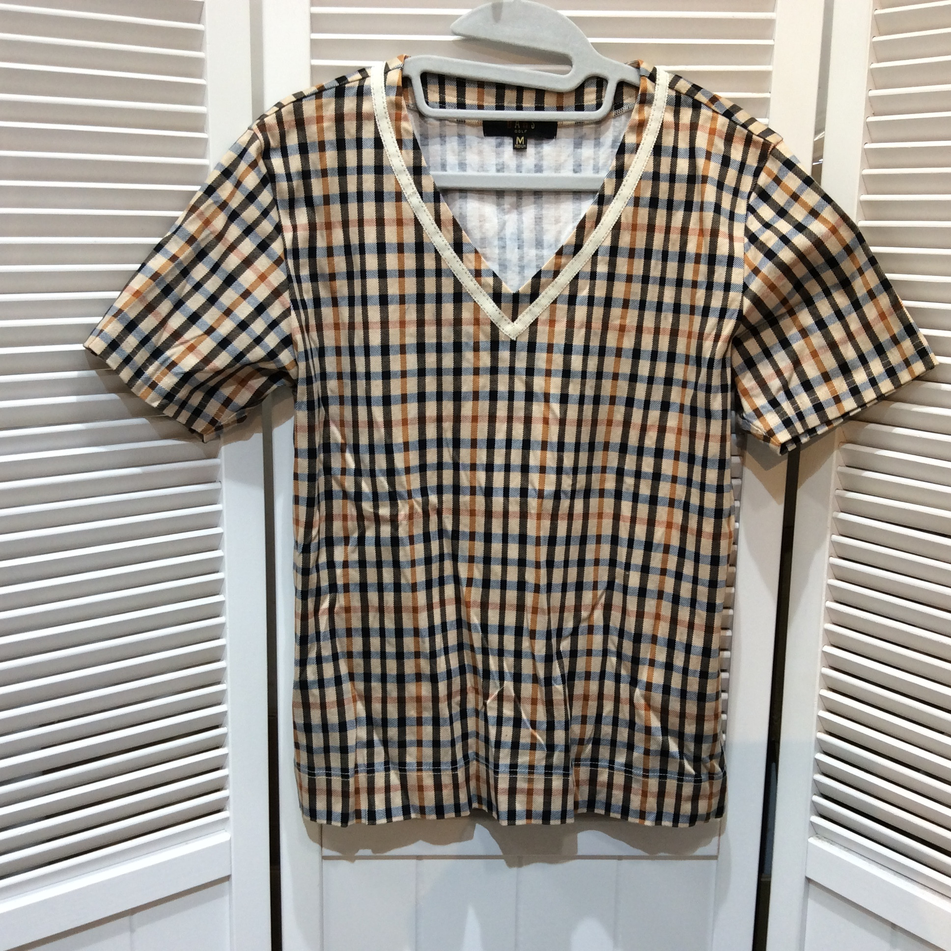 DAKS ゴルフ  VネックTシャツ  Mサイズ  チェック柄