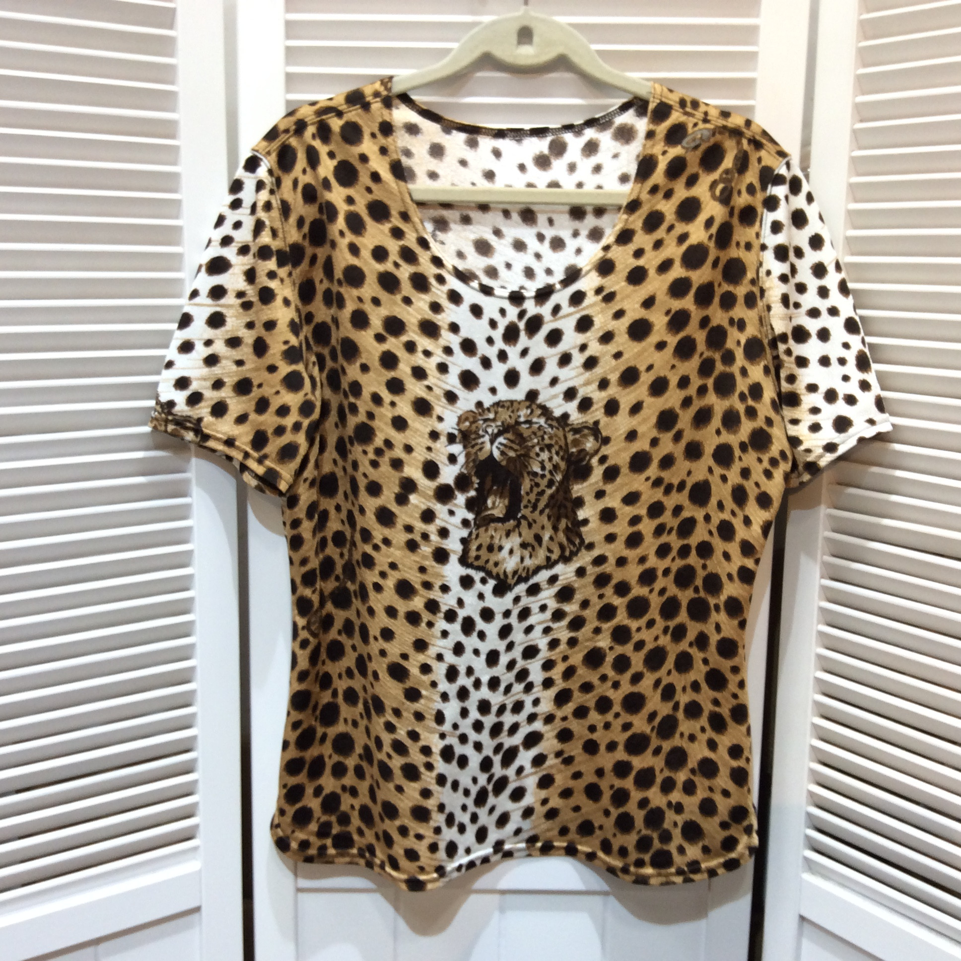 伊太利屋 カットソー 9号相当  ヒョウ柄