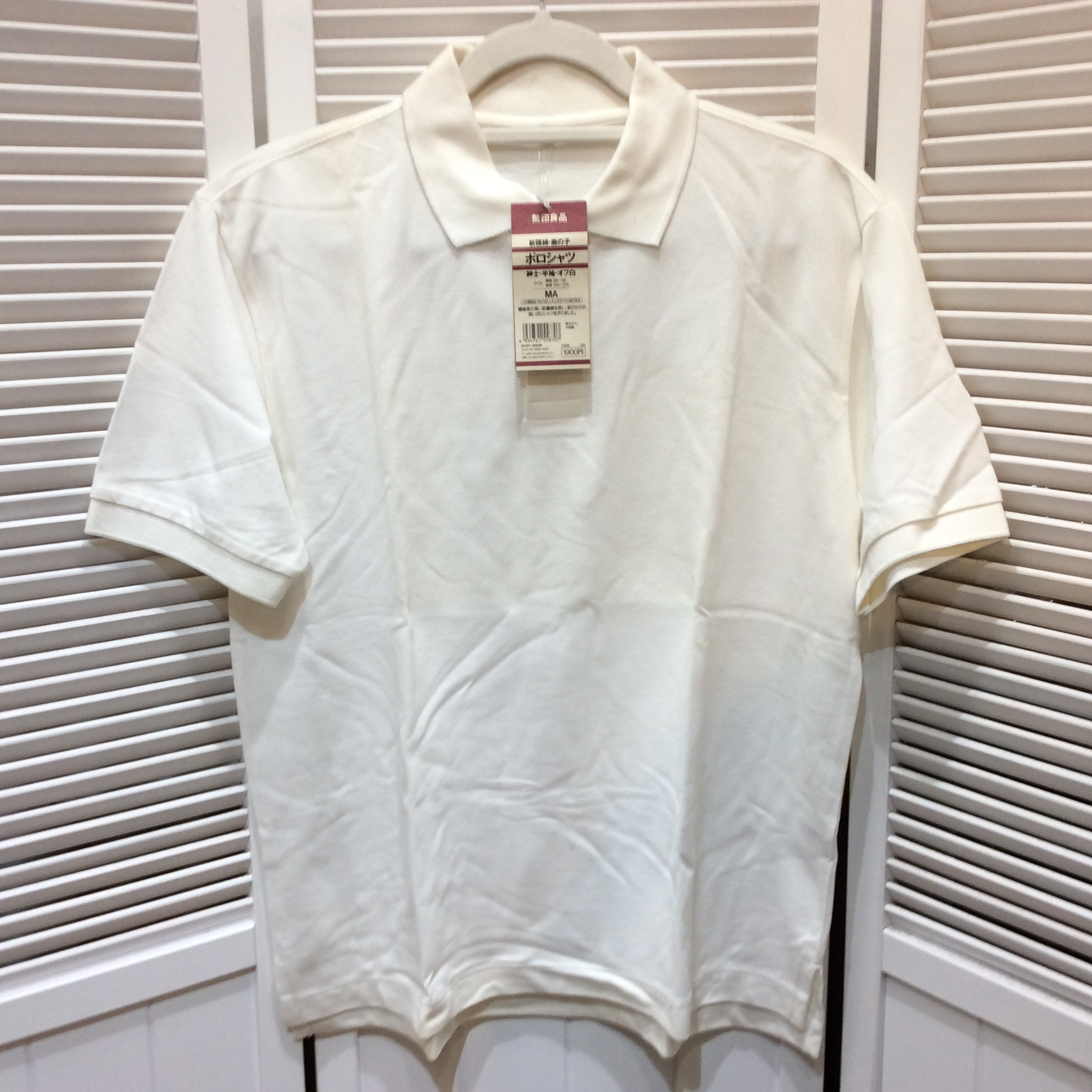 未使用☆無印良品 メンズ 半袖ポロシャツ MA オフホワイト MUJI