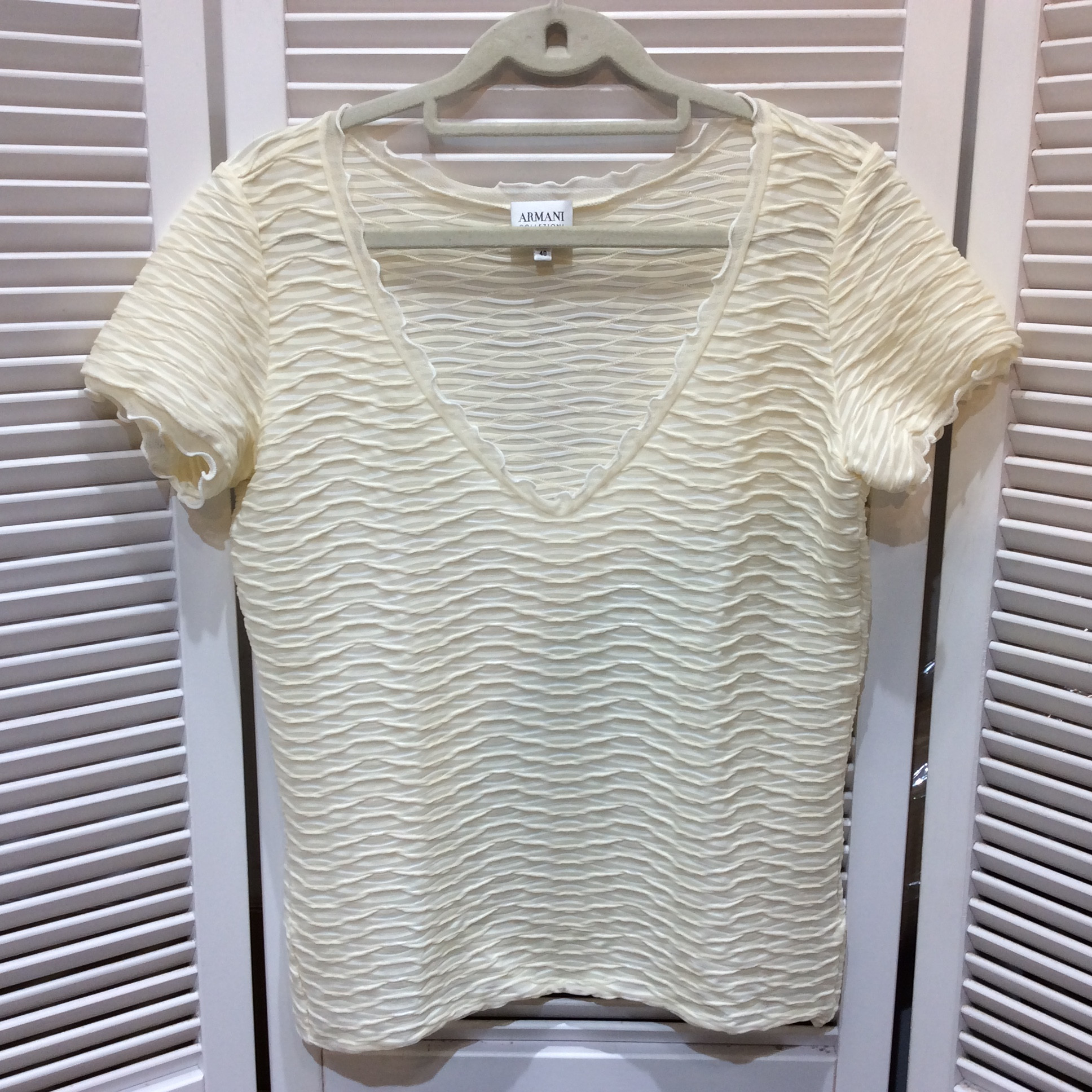 アルマーニコレッツィオーニ レディース 半袖カットソー 40 アイボリー系 