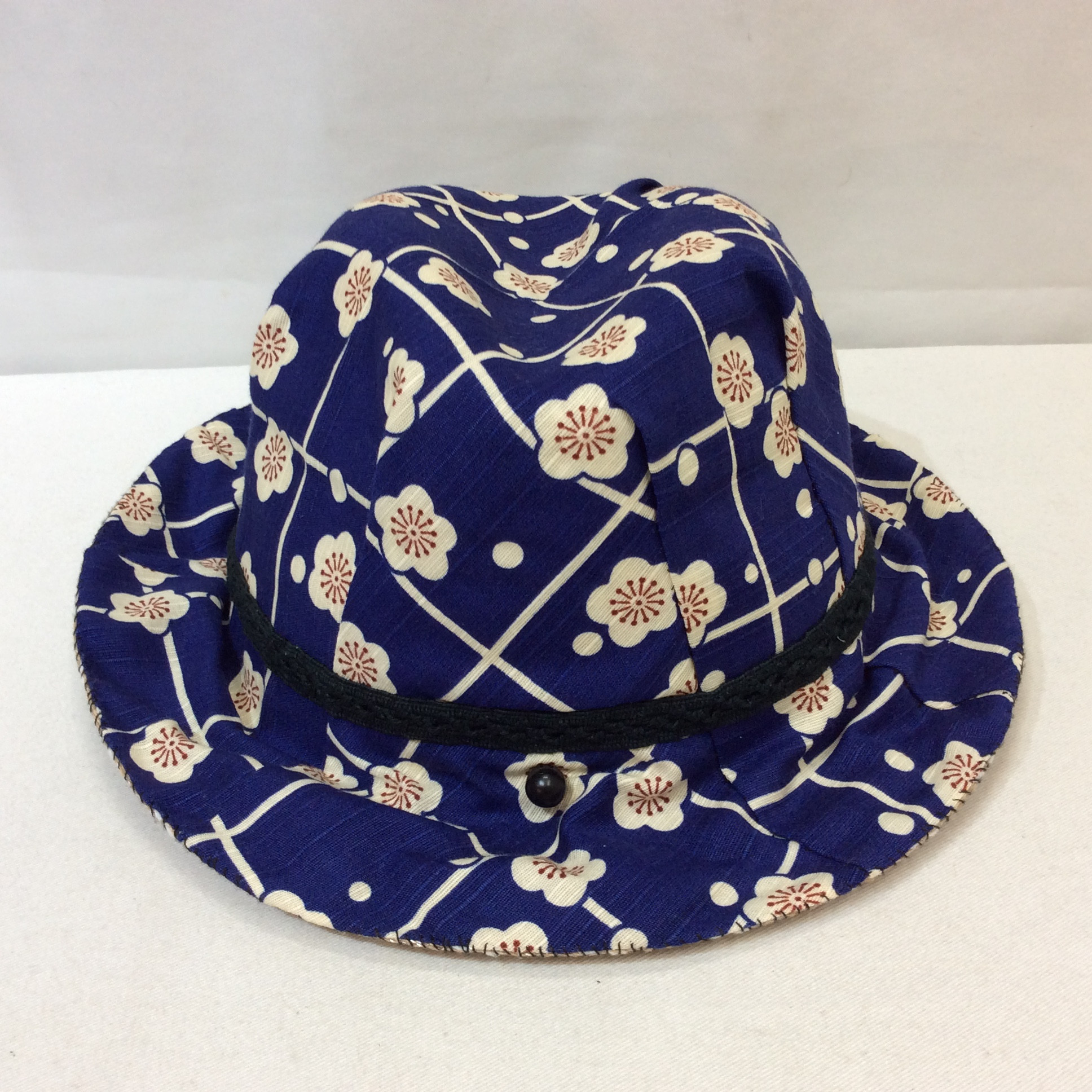 帽子 ネイビー×柄