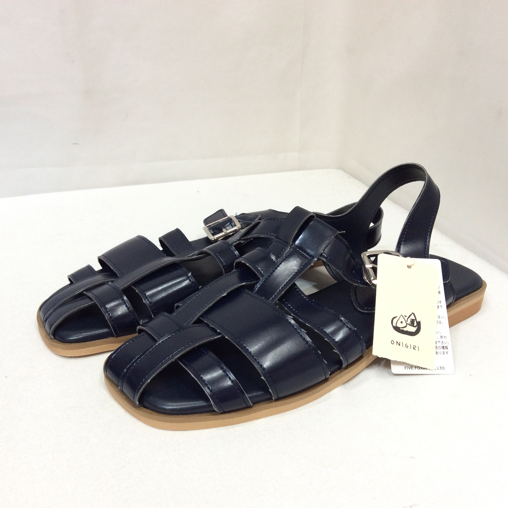 未使用 ONIGIRI 合皮サンダル  24.5cm ネイビー