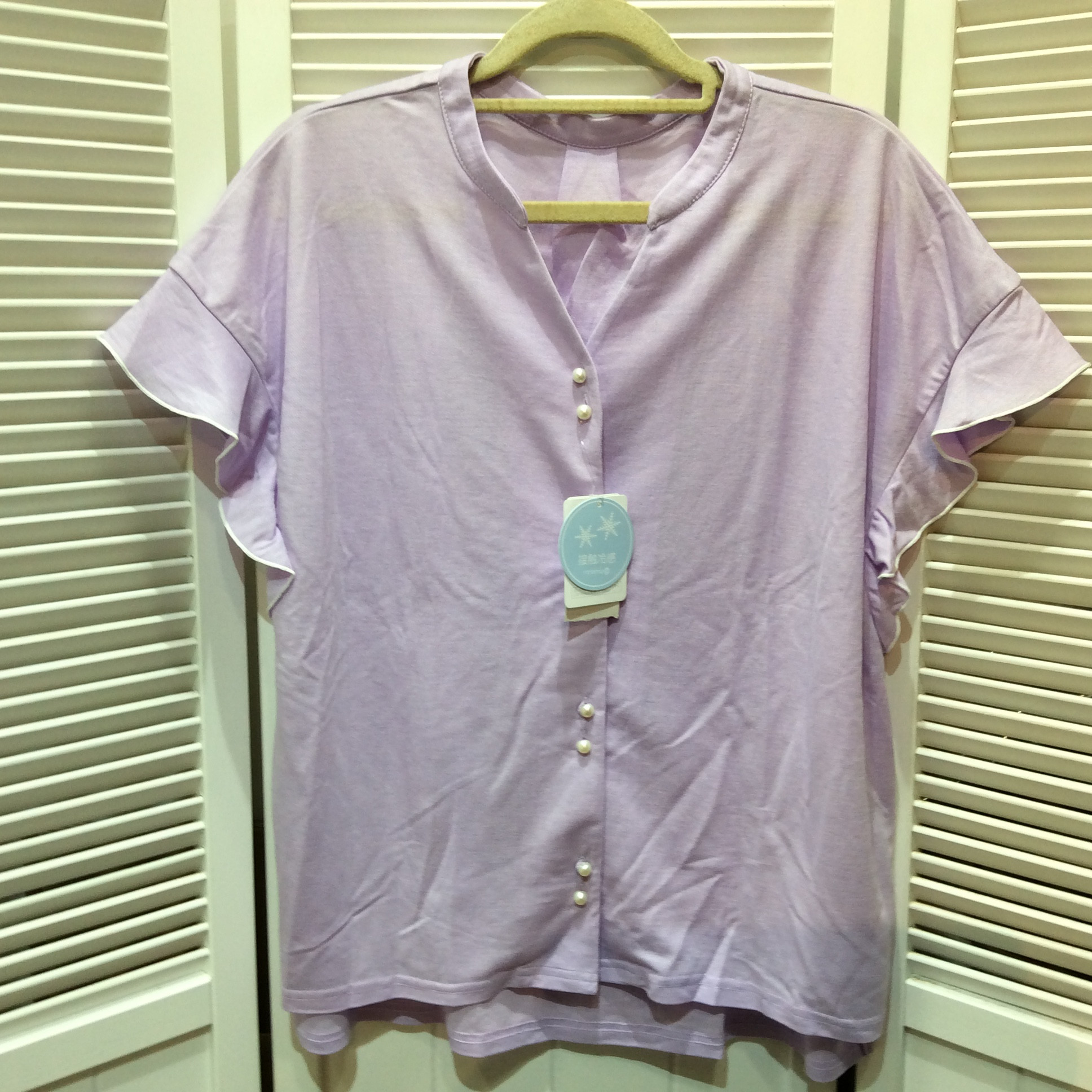 未使用 ITS’DEMO 接触冷感カットソー  フリーサイズ パープル